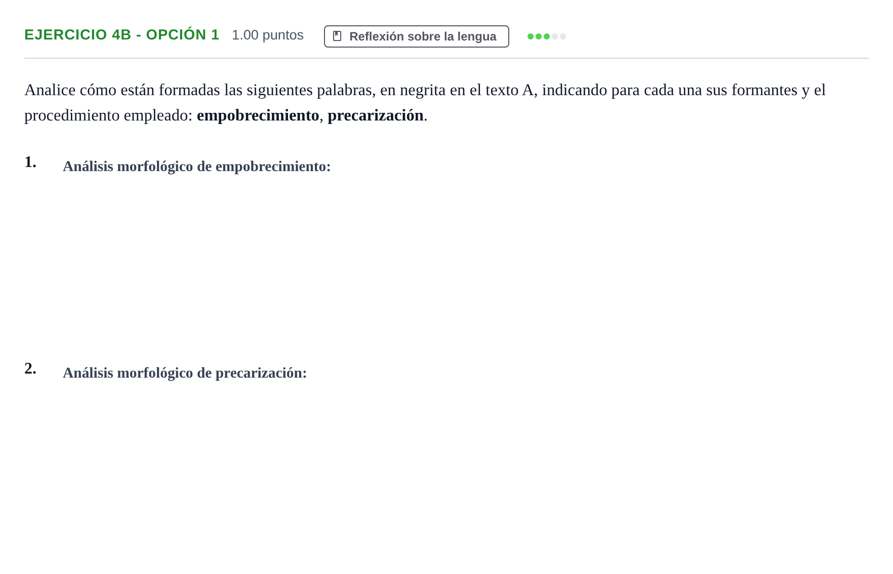 Enunciado: Ejercicio 4b - Opción 1 · Lengua Castellana y Literatura II PAU Andalucía Extraordinaria Titular 2024