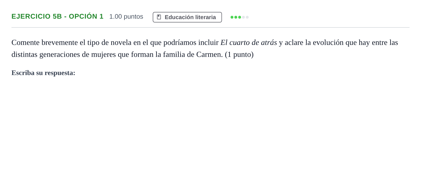 Enunciado: Ejercicio 5b - Opción 1 · Lengua Castellana y Literatura II PAU Andalucía Extraordinaria Titular 2024