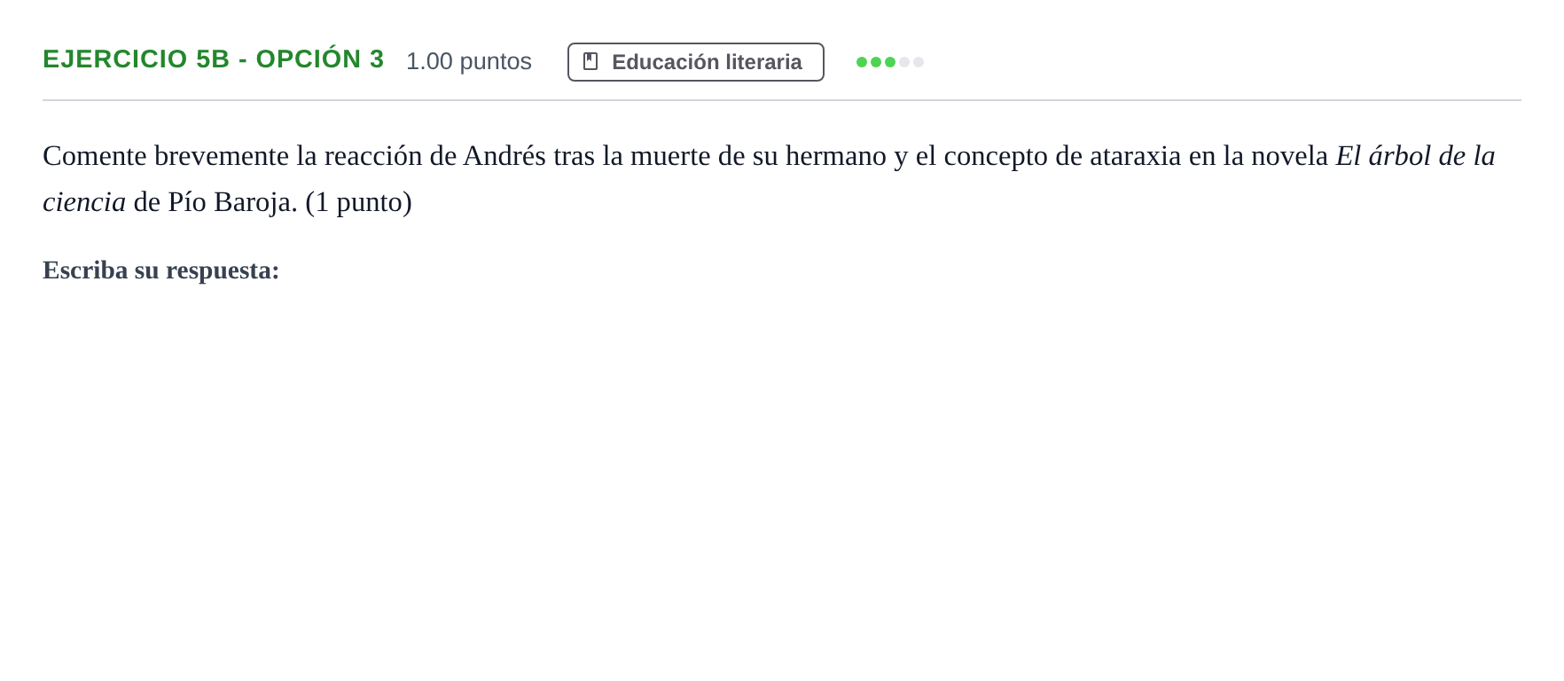 Enunciado: Ejercicio 5b - Opción 3 · Lengua Castellana y Literatura II PAU Andalucía Extraordinaria Titular 2024