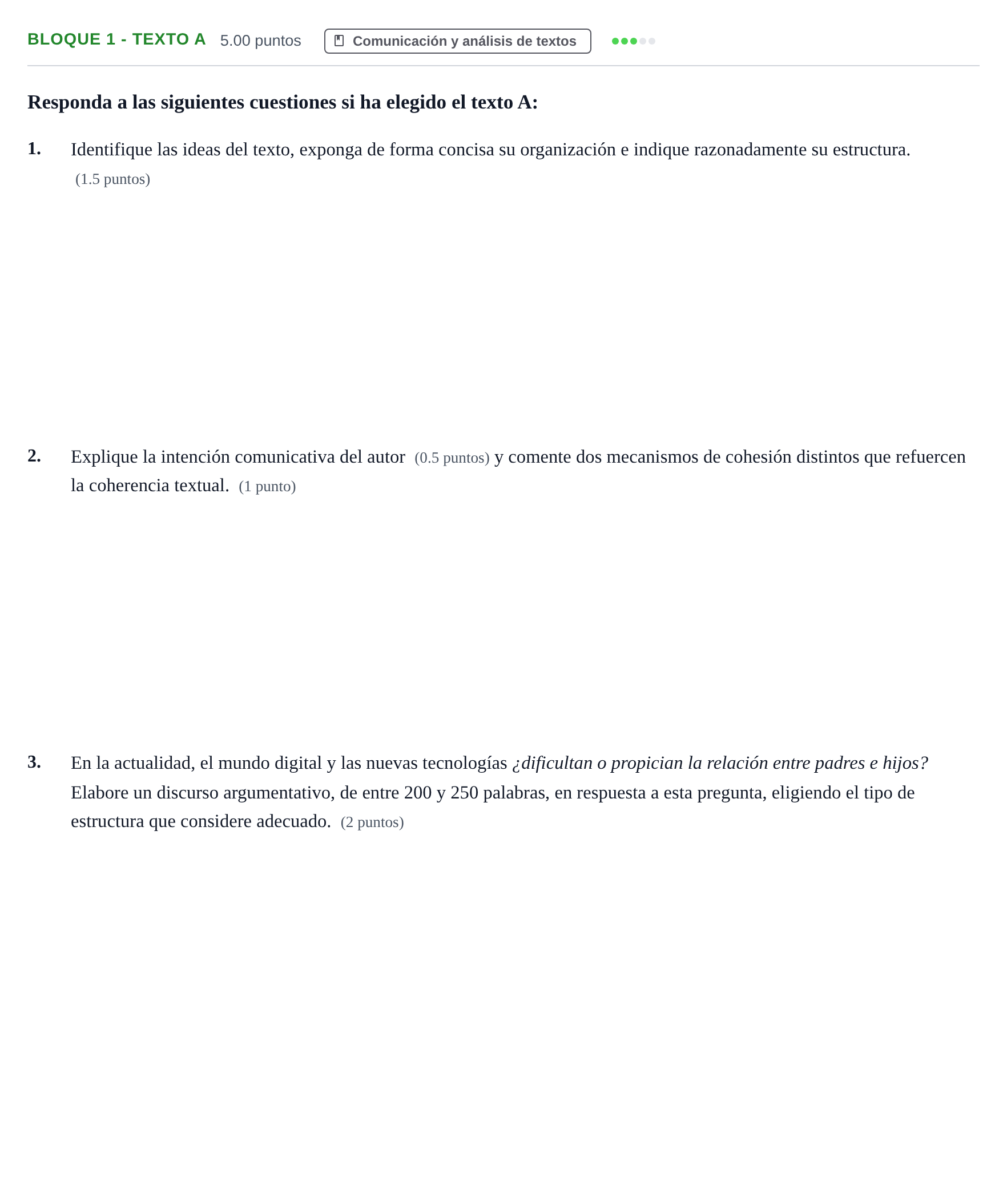Enunciado: Bloque 1 - Texto A · Lengua Castellana y Literatura II PAU Andalucía Ordinaria Reserva 2024