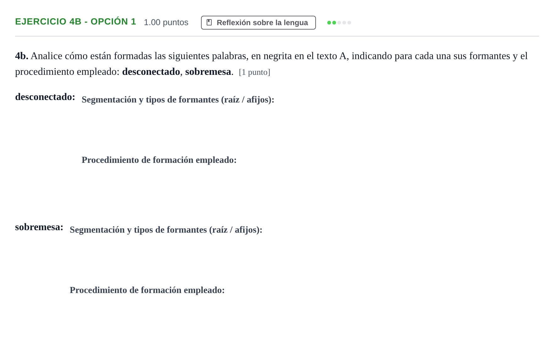 Enunciado: Ejercicio 4b - Opción 1 · Lengua Castellana y Literatura II PAU Andalucía Ordinaria Reserva 2024