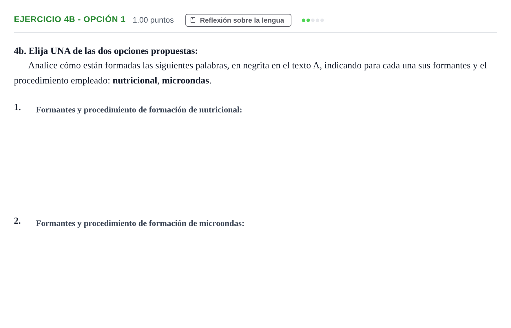 Enunciado: Ejercicio 4b - Opción 1 · Lengua Castellana y Literatura II PAU Andalucía Ordinaria Titular 2024