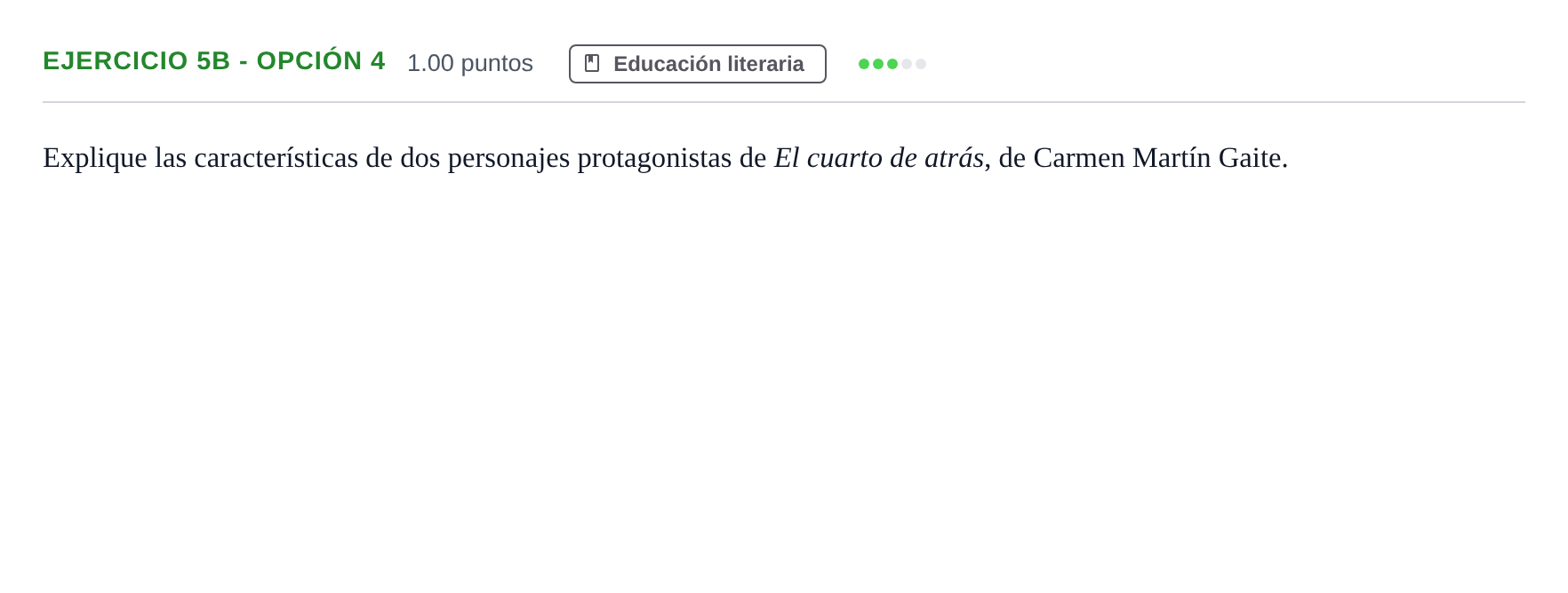 Enunciado: Ejercicio 5b - Opción 4 · Lengua Castellana y Literatura II PAU Andalucía Ordinaria Titular 2024