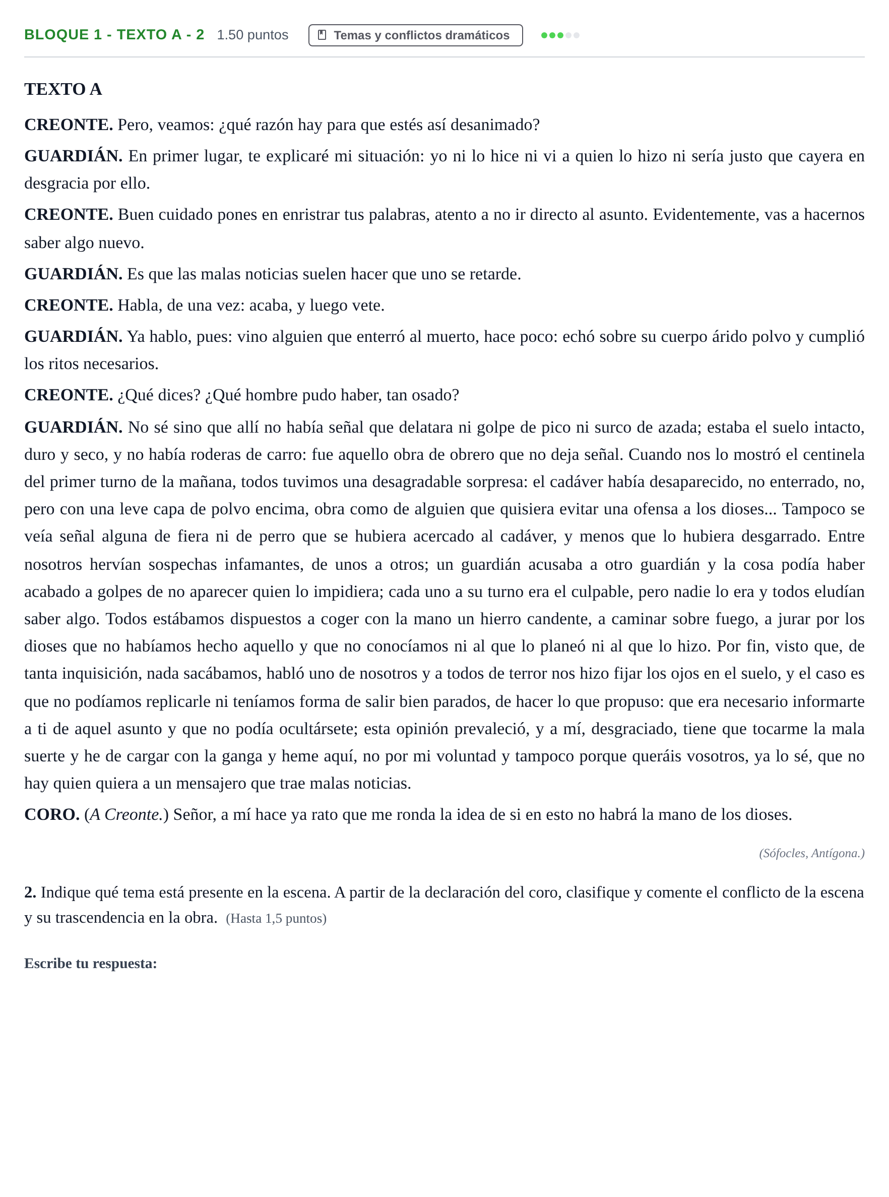 Enunciado: Bloque 1 - Texto A - 2 · Literatura Dramática PAU Andalucía Extraordinaria Suplente 2024