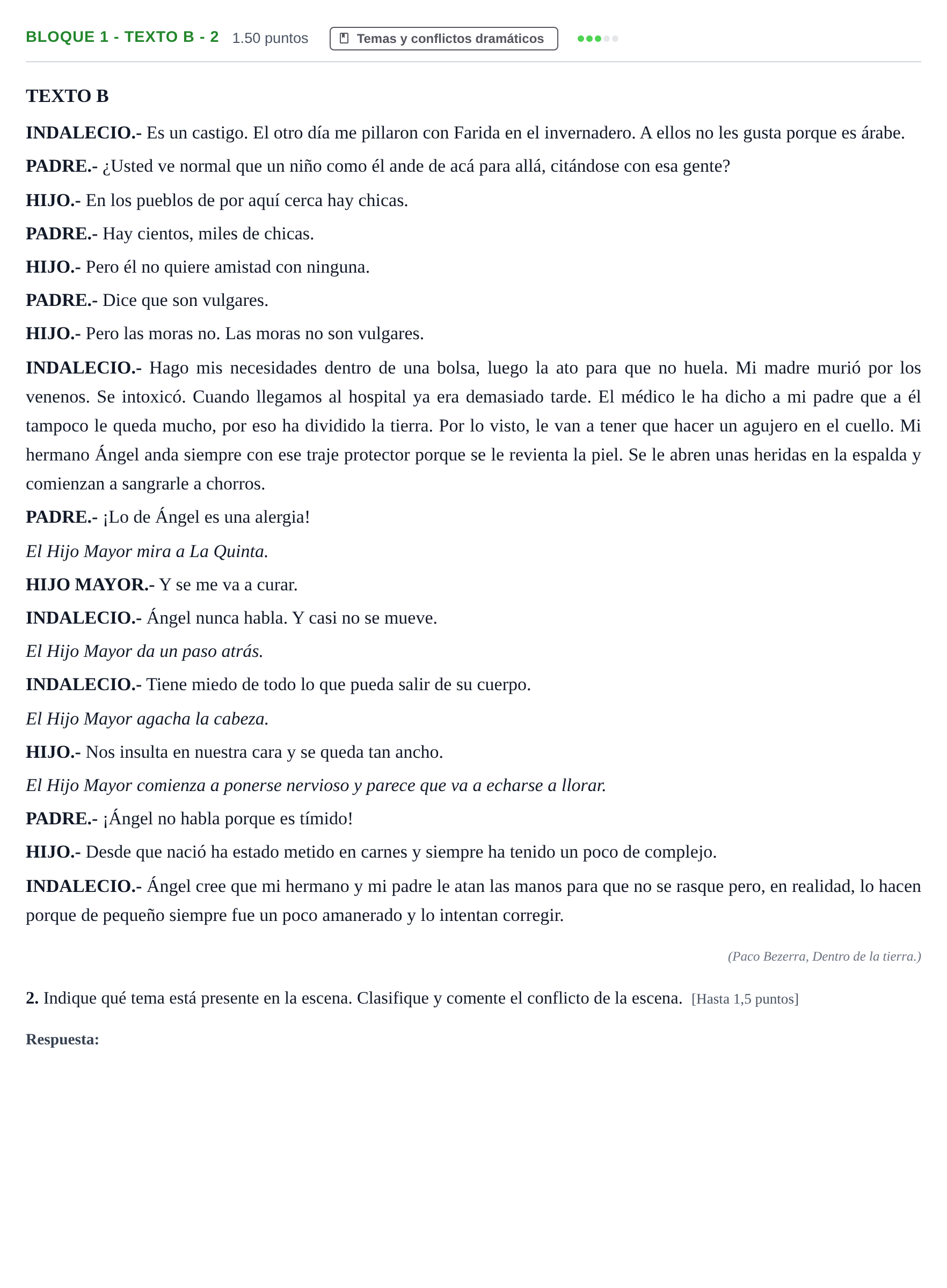 Enunciado: Bloque 1 - Texto B - 2 · Literatura Dramática PAU Andalucía Extraordinaria Suplente 2024