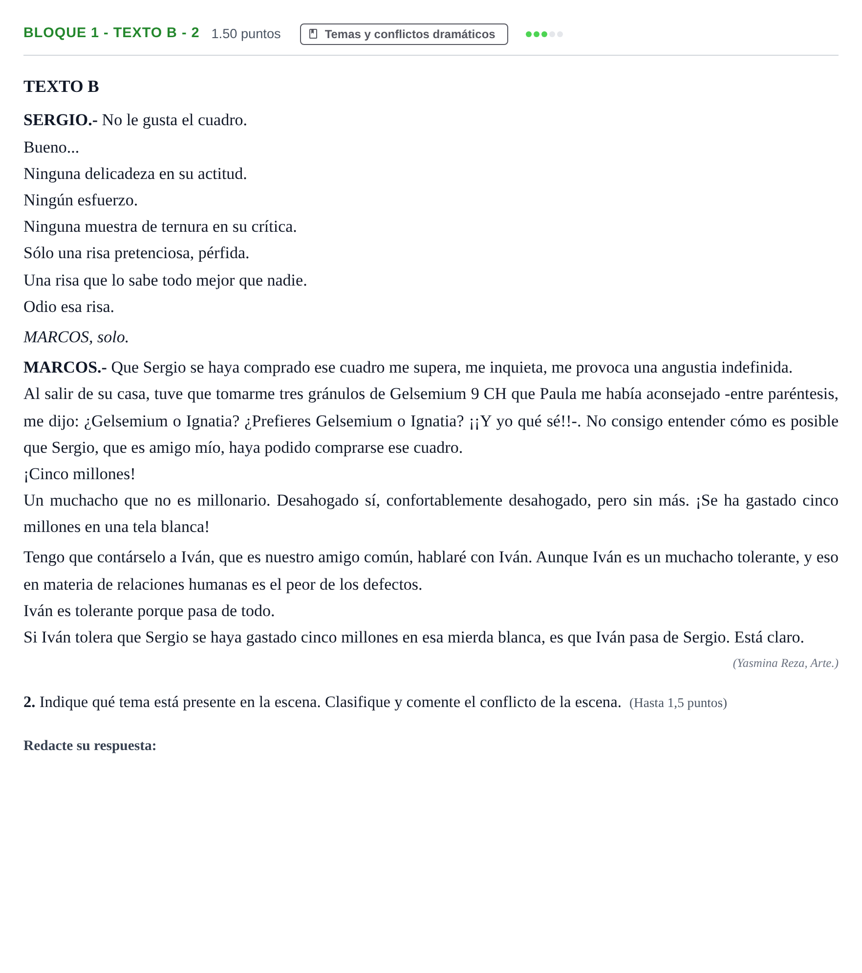 Enunciado: Bloque 1 - Texto B - 2 · Literatura Dramática PAU Andalucía Ordinaria Suplente 2024