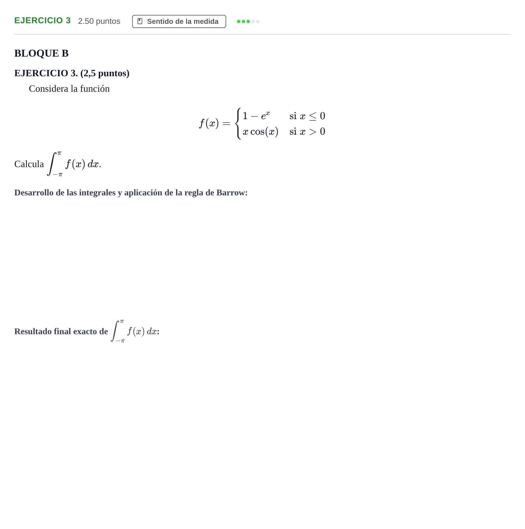 Enunciado: EJERCICIO 3 · Matemáticas II PAU Andalucía Extraordinaria Reserva 2024