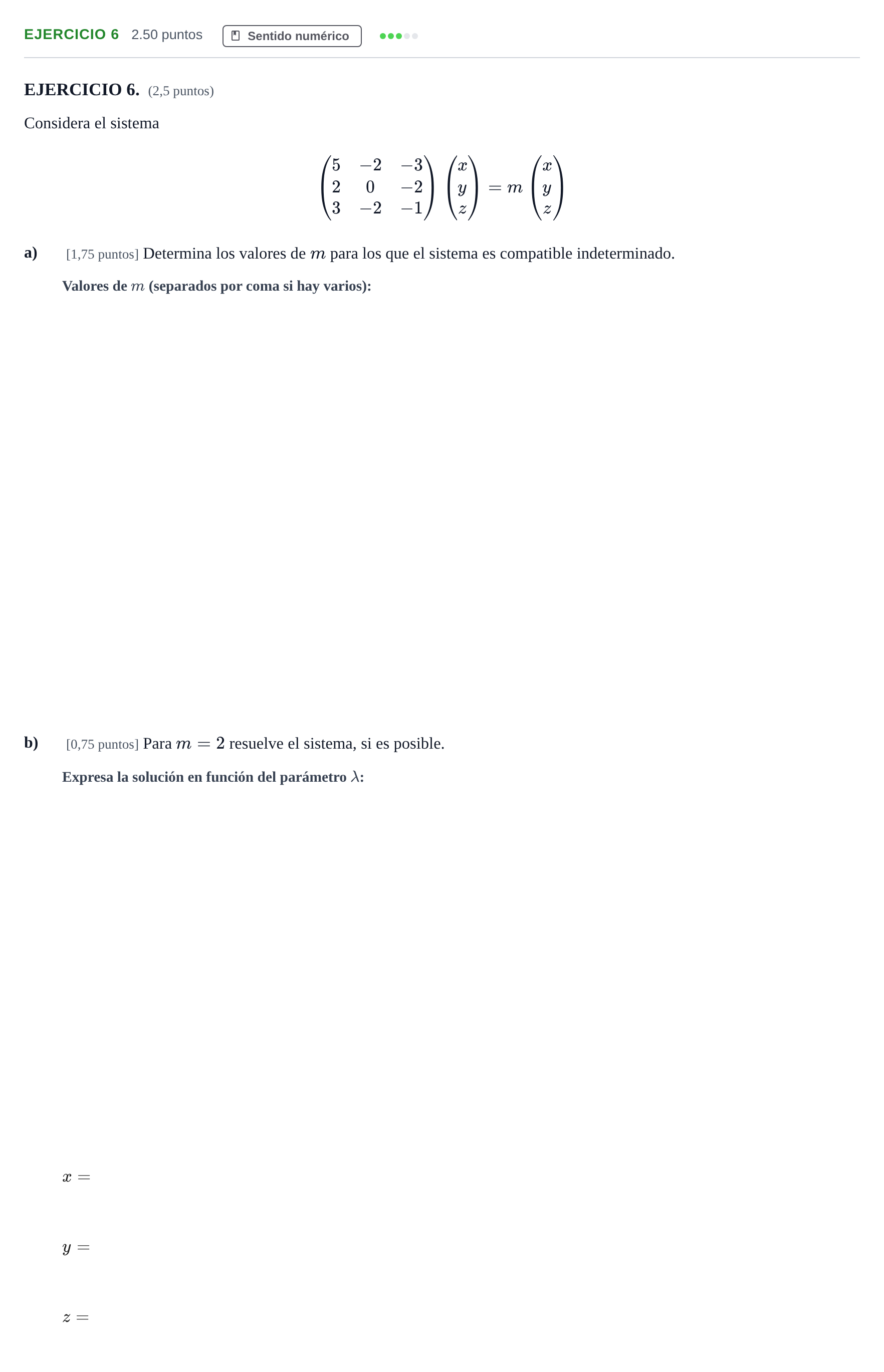 Enunciado: EJERCICIO 6 · Matemáticas II PAU Andalucía Extraordinaria Reserva 2024