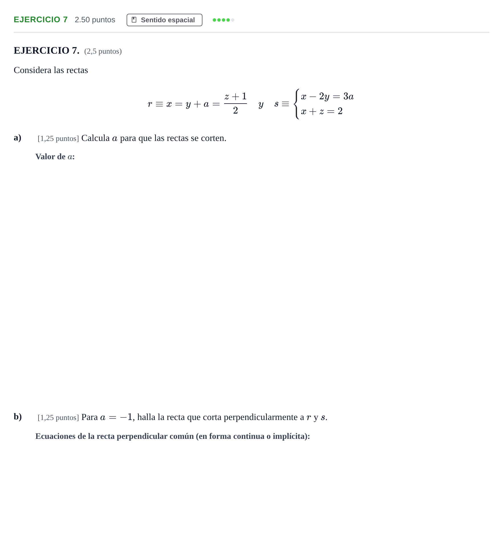 Enunciado: EJERCICIO 7 · Matemáticas II PAU Andalucía Extraordinaria Reserva 2024
