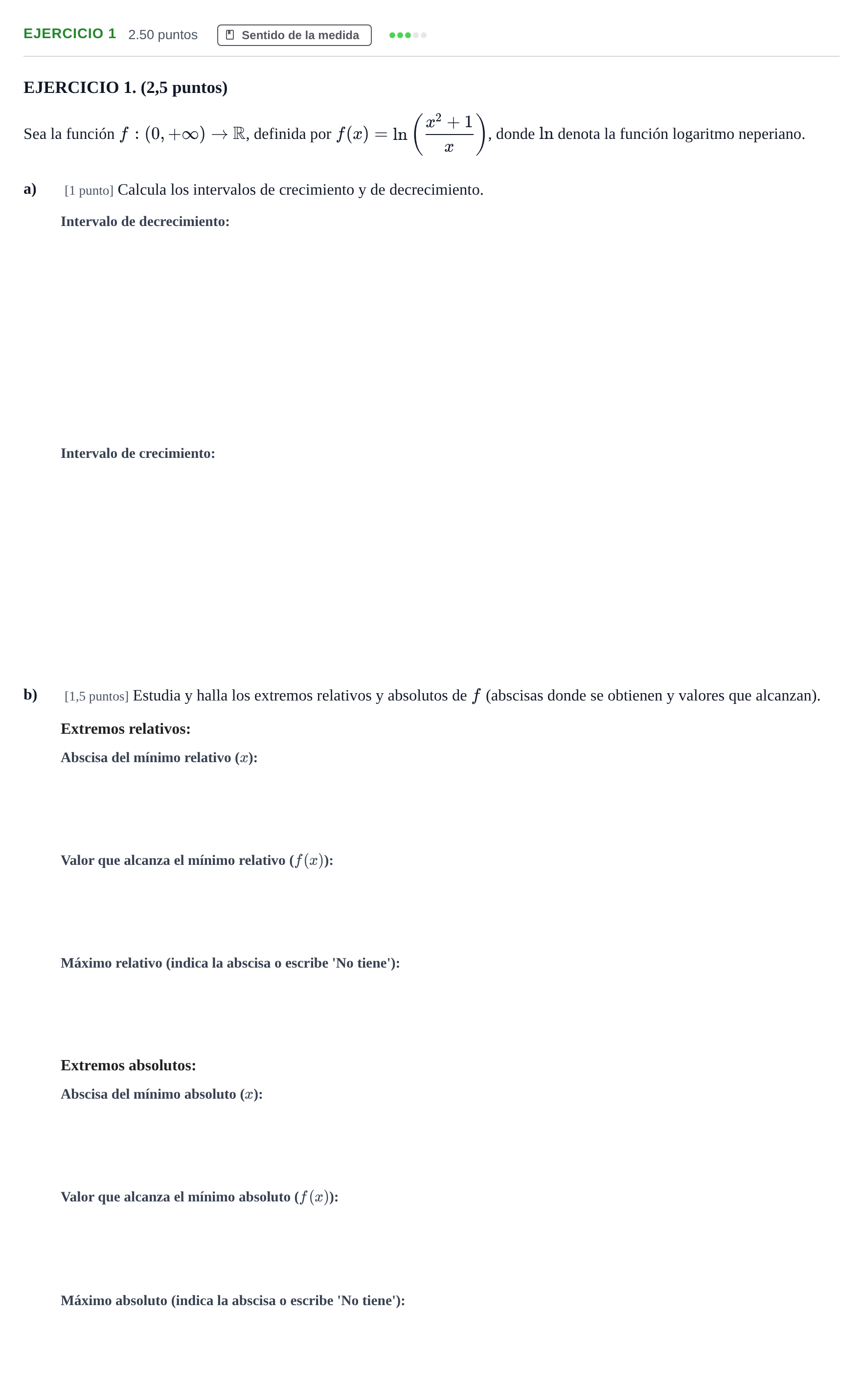 Enunciado: Ejercicio 1 · Matemáticas II PAU Andalucía Extraordinaria Suplente 2024