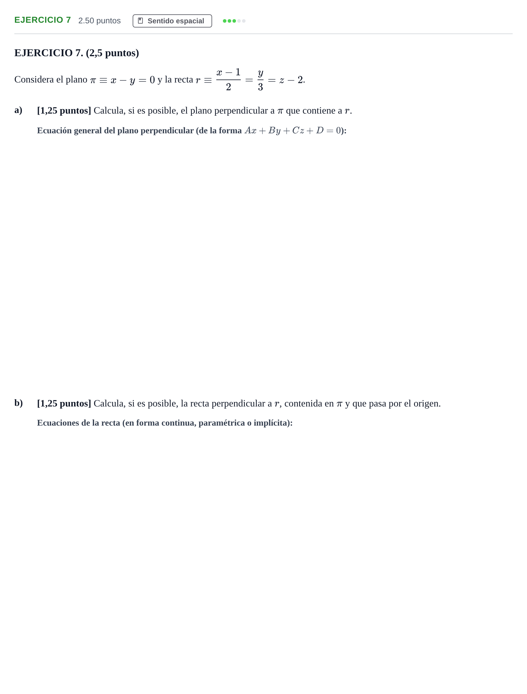 Enunciado: Ejercicio 7 · Matemáticas II PAU Andalucía Extraordinaria Suplente 2024