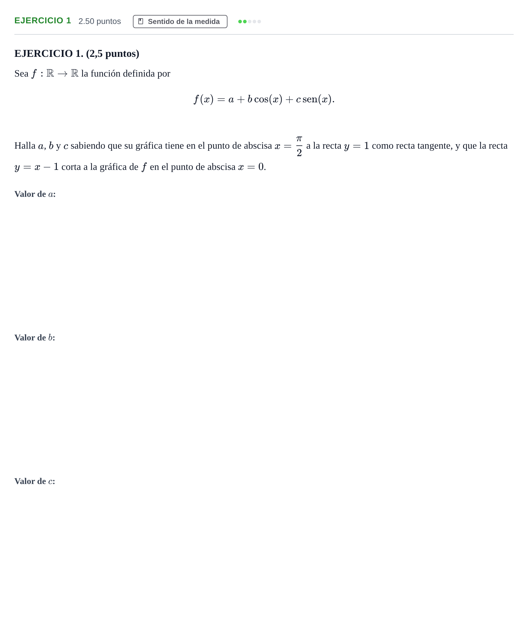 Enunciado: Ejercicio 1 · Matemáticas II PAU Andalucía Extraordinaria Titular 2024
