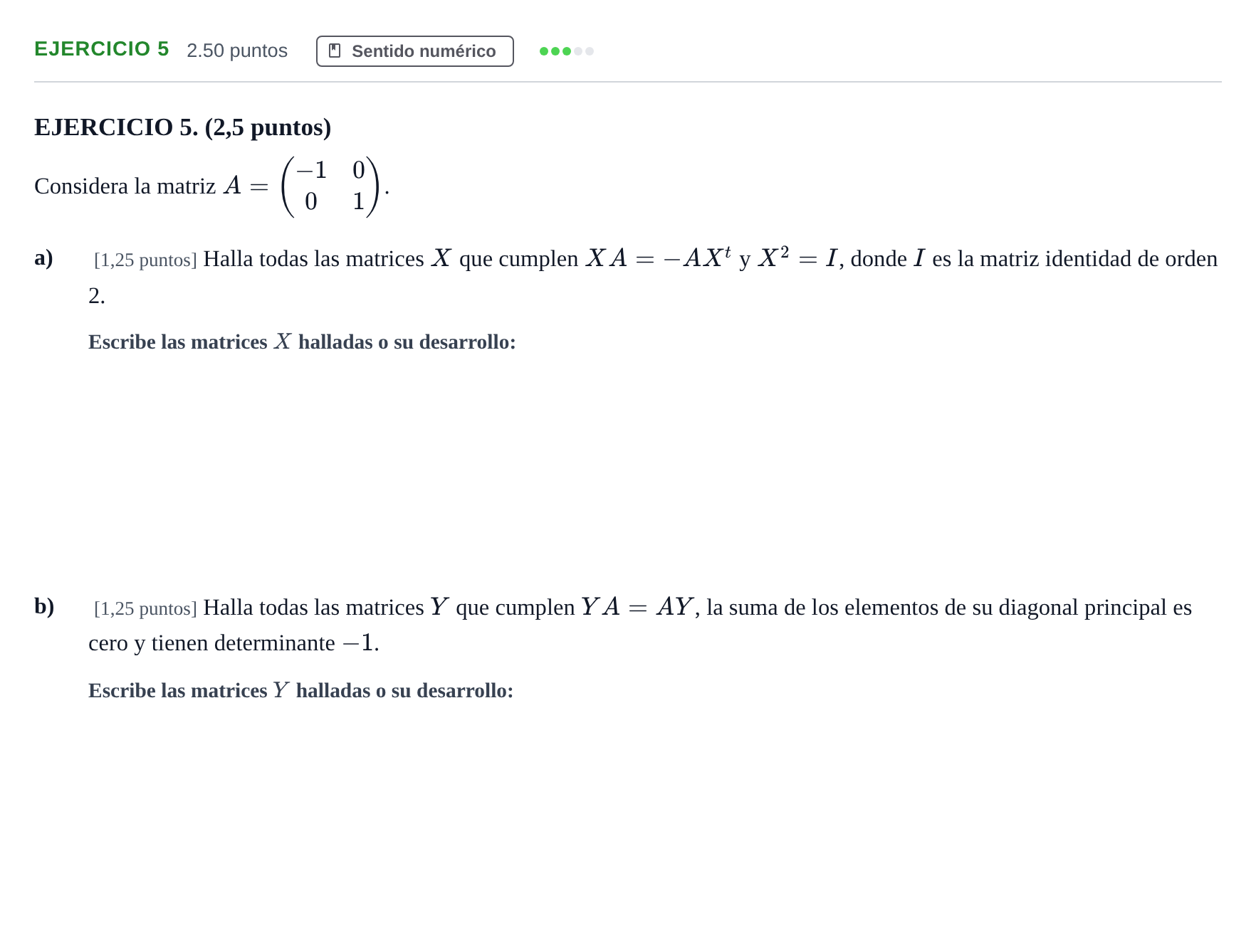 Enunciado: Ejercicio 5 · Matemáticas II PAU Andalucía Extraordinaria Titular 2024