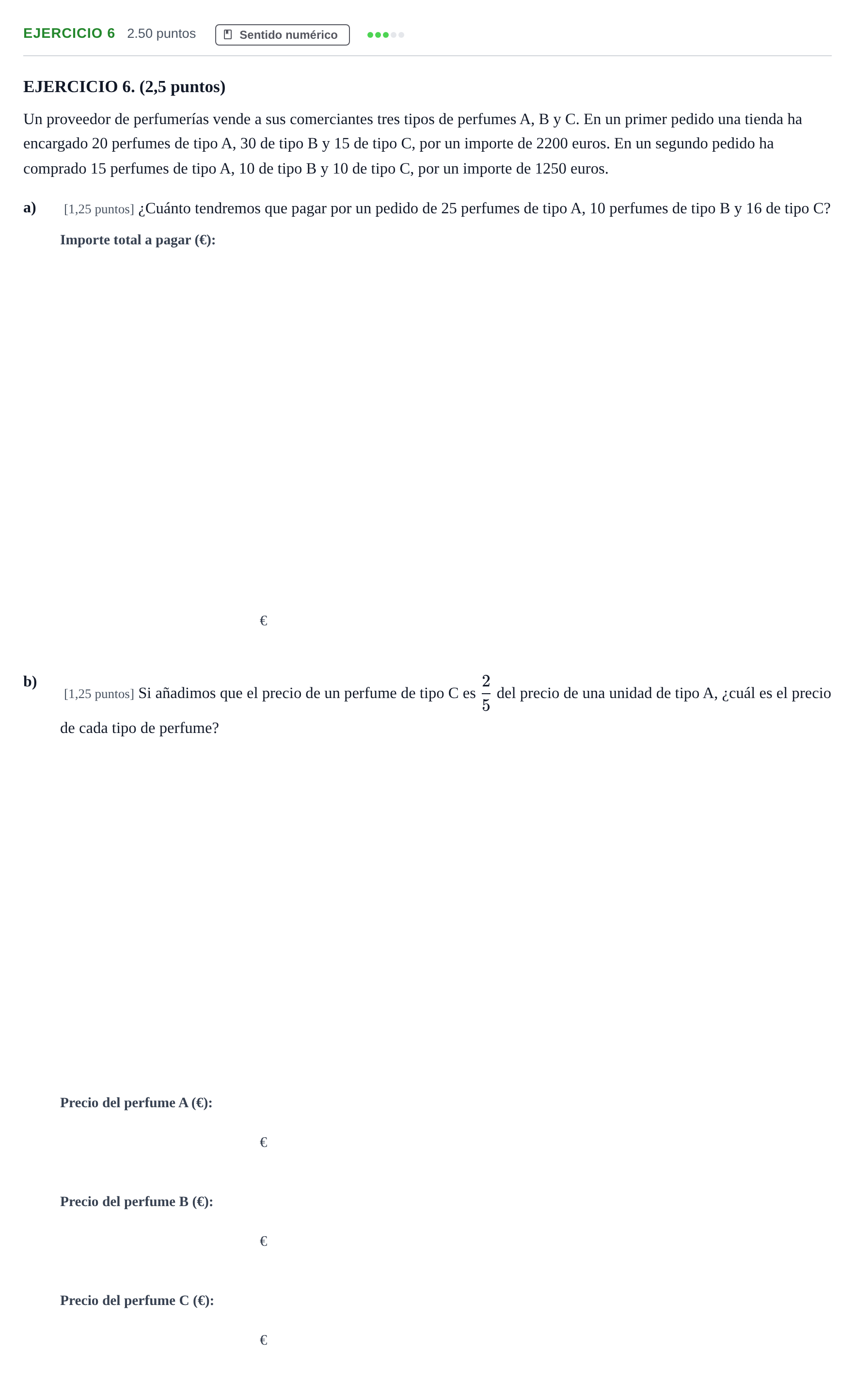 Enunciado: Ejercicio 6 · Matemáticas II PAU Andalucía Extraordinaria Titular 2024