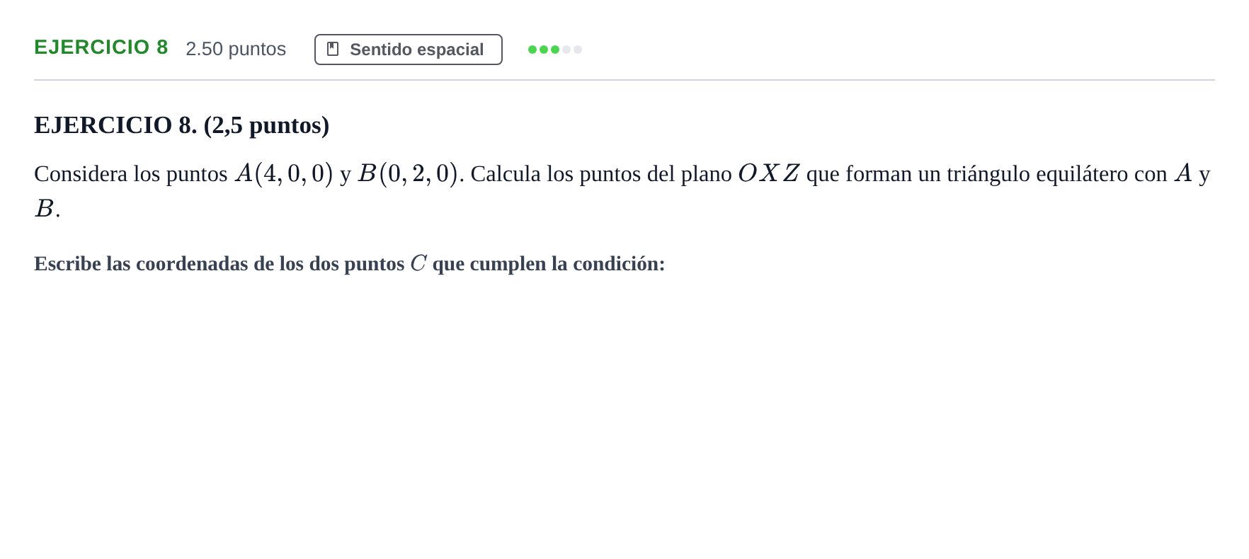 Enunciado: Ejercicio 8 · Matemáticas II PAU Andalucía Extraordinaria Titular 2024