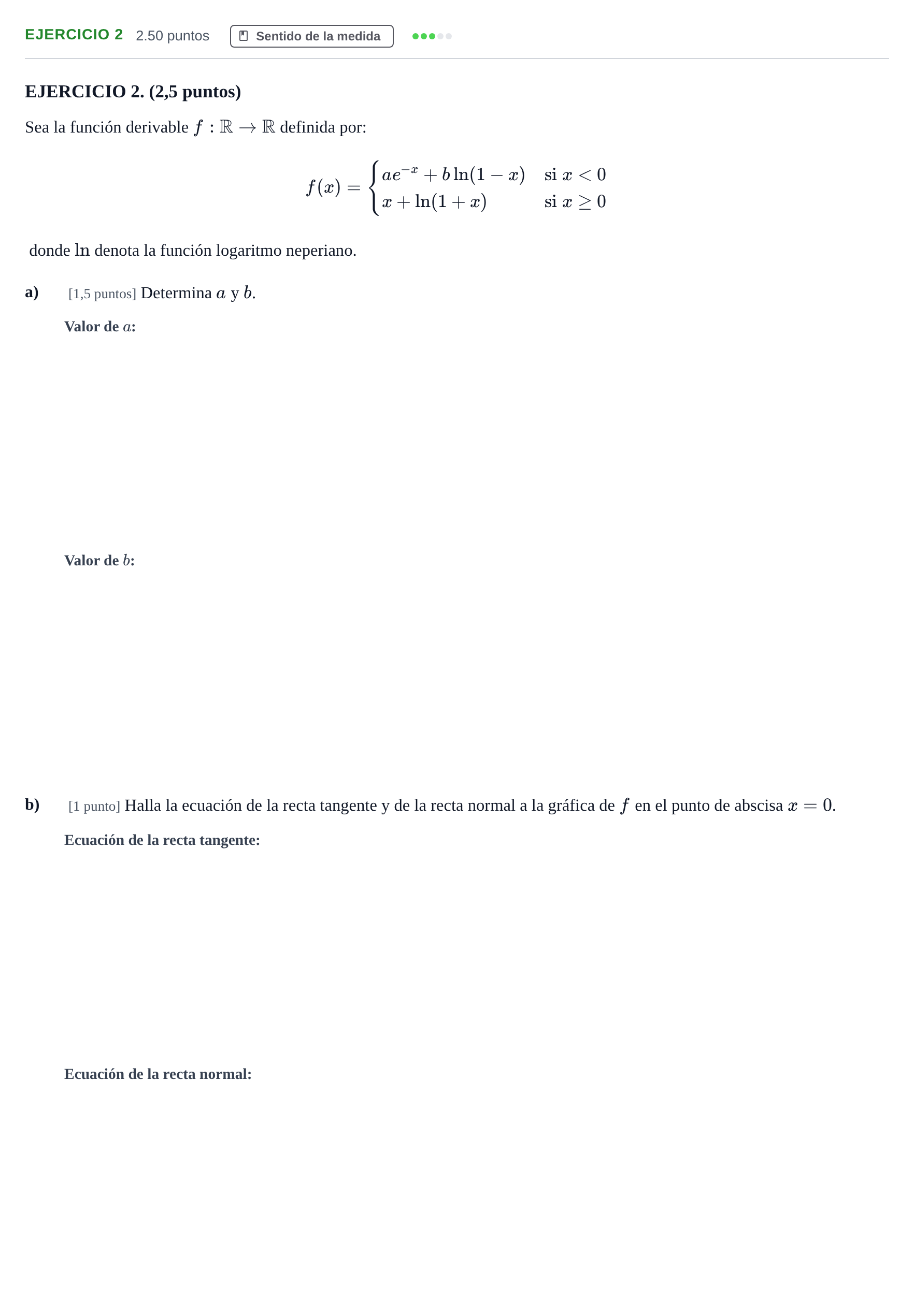 Enunciado: Ejercicio 2 · Matemáticas II PAU Andalucía Ordinaria Reserva 2024