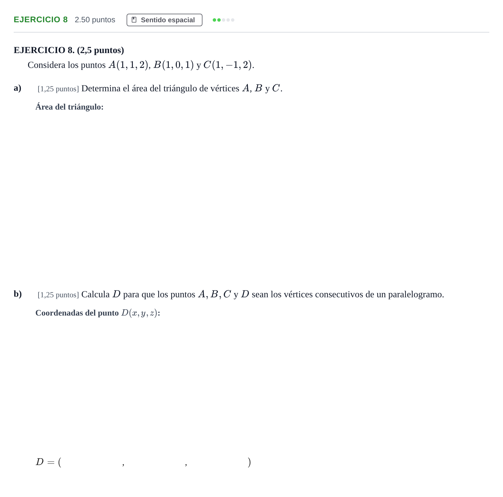 Enunciado: EJERCICIO 8 · Matemáticas II PAU Andalucía Ordinaria Suplente 2024