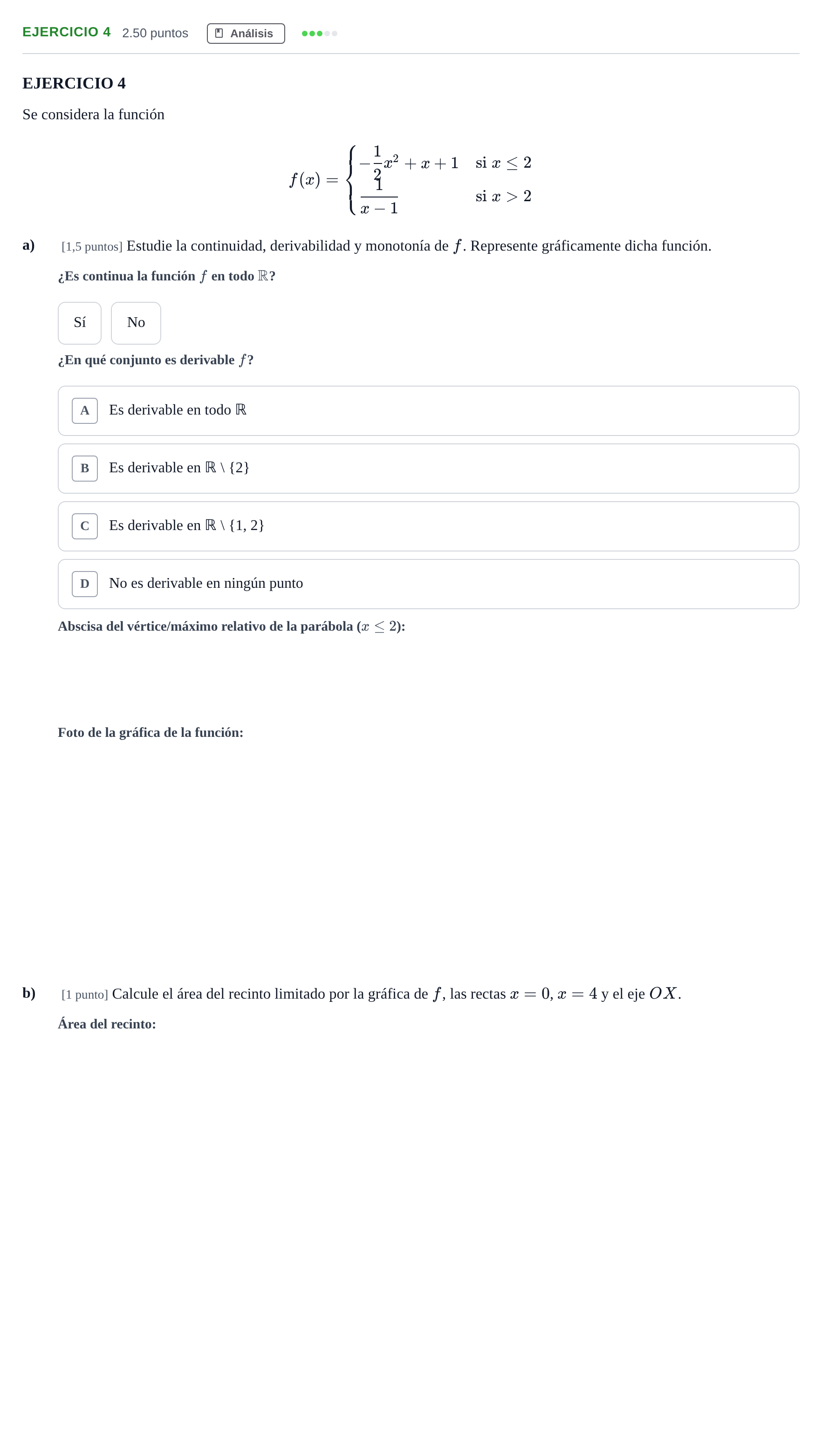 Enunciado: Problema 4 · Matemáticas aplicadas a las Ciencias Sociales II PAU Andalucía Extraordinaria Reserva 2024
