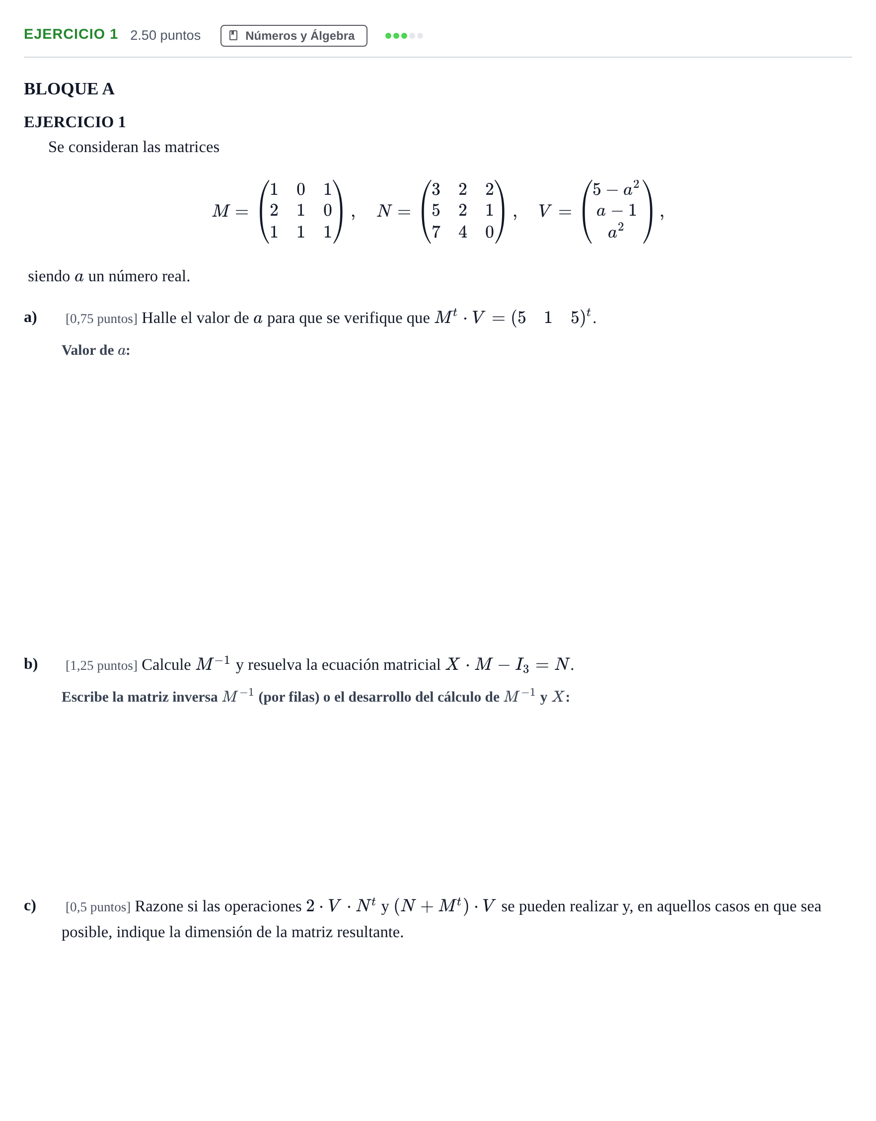 Enunciado: Ejercicio 1 · Matemáticas aplicadas a las Ciencias Sociales II PAU Andalucía Extraordinaria Suplente 2024