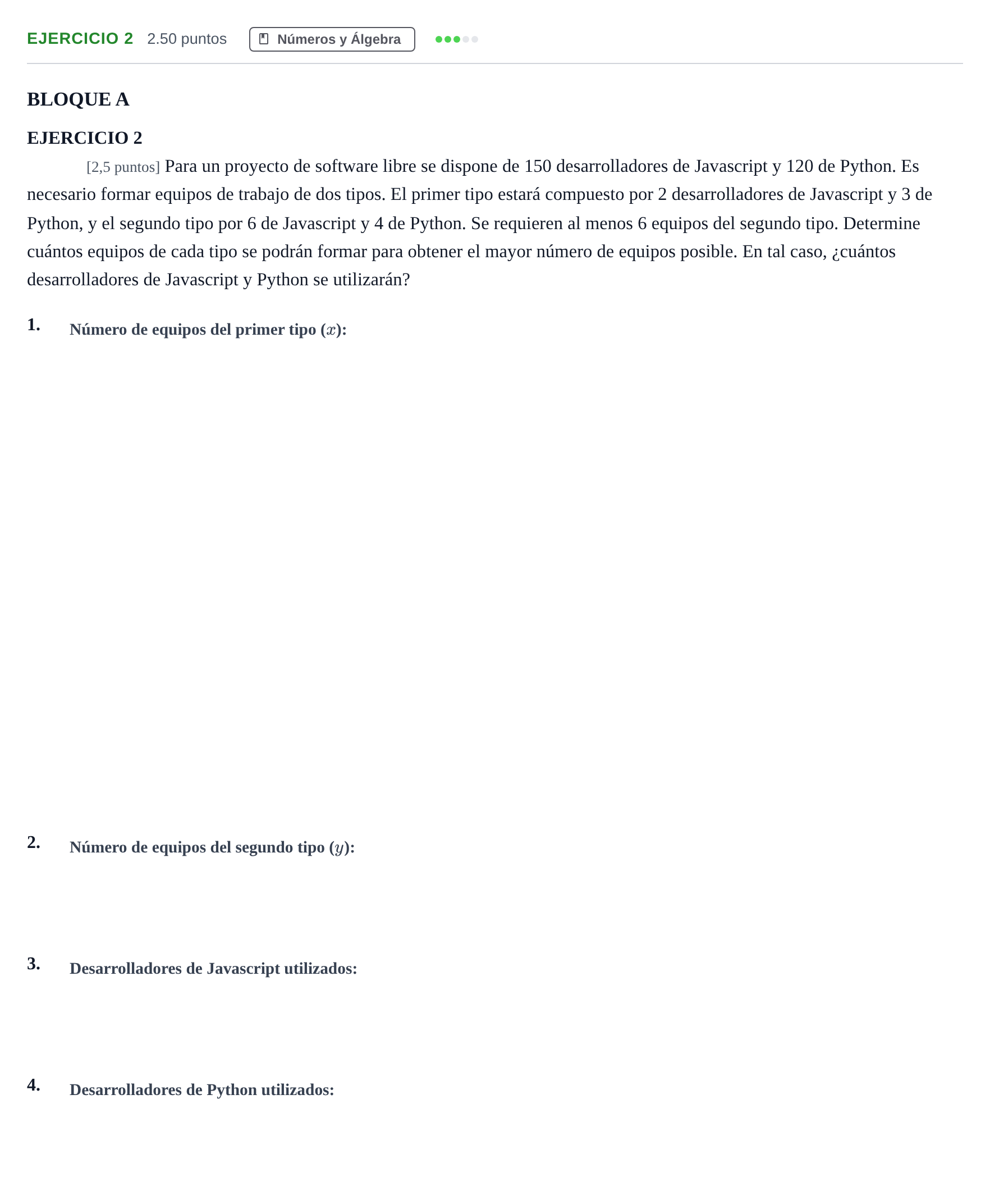 Enunciado: Ejercicio 2 · Matemáticas aplicadas a las Ciencias Sociales II PAU Andalucía Extraordinaria Suplente 2024