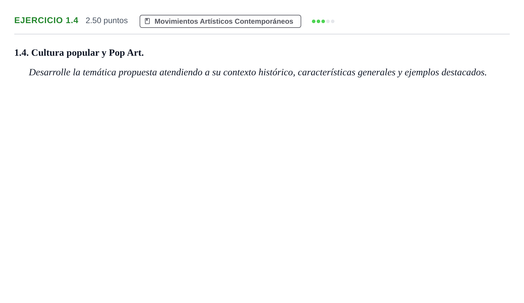 Enunciado: Ejercicio 1.4 · Movimientos Culturales y Artísticos PAU Andalucía Extraordinaria Reserva 2024