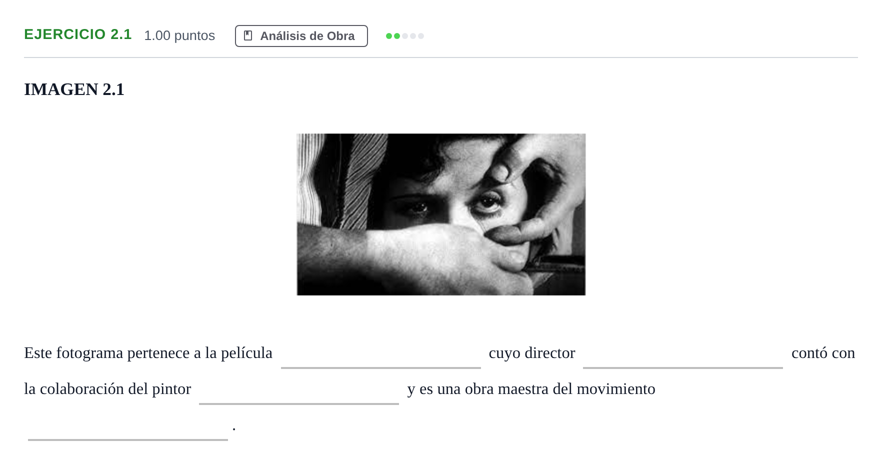 Enunciado: Ejercicio 2.1 · Movimientos Culturales y Artísticos PAU Andalucía Extraordinaria Reserva 2024