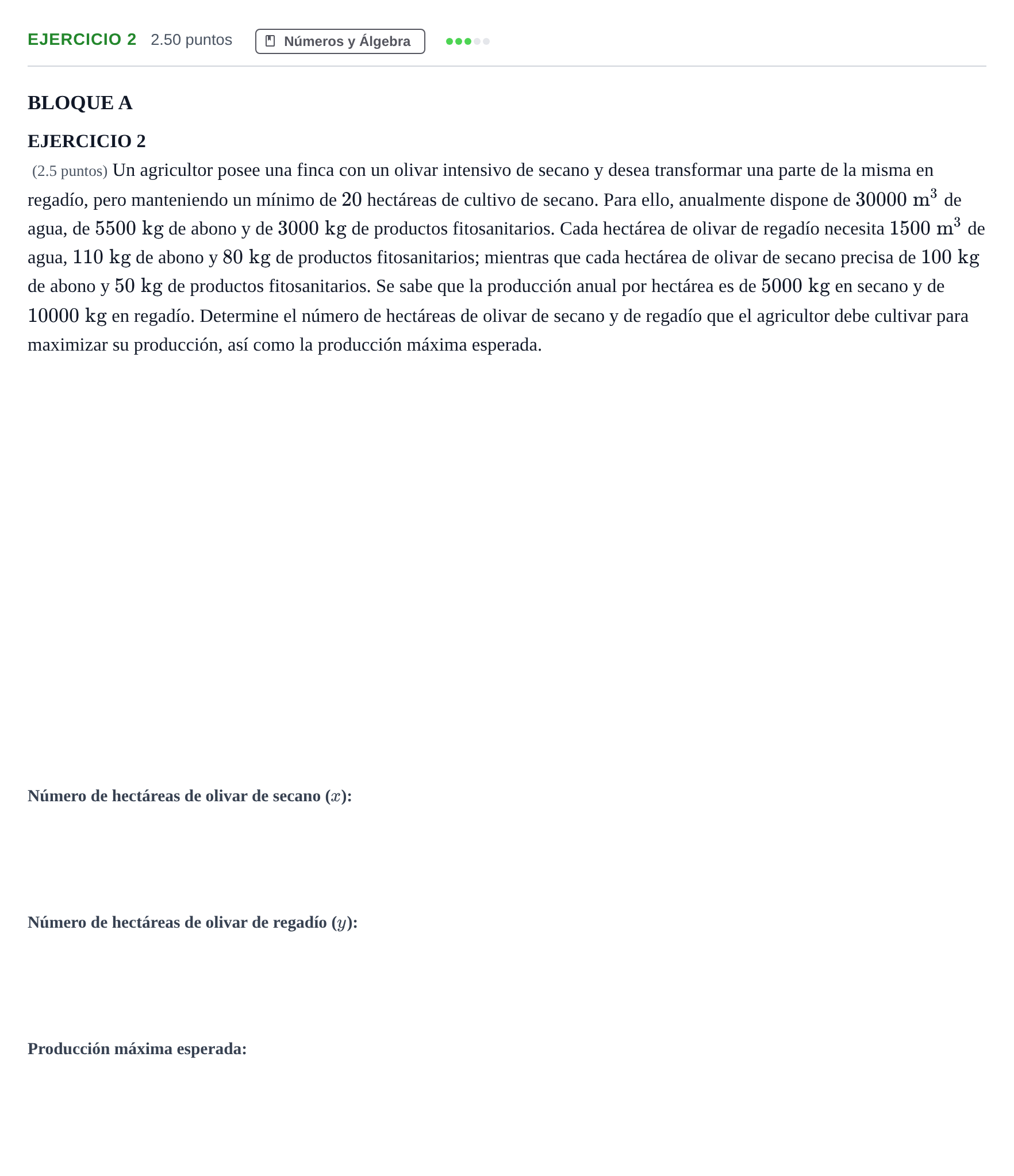 Enunciado: Ejercicio 2 · Matemáticas aplicadas a las Ciencias Sociales II PAU Andalucía Ordinaria Titular 2024