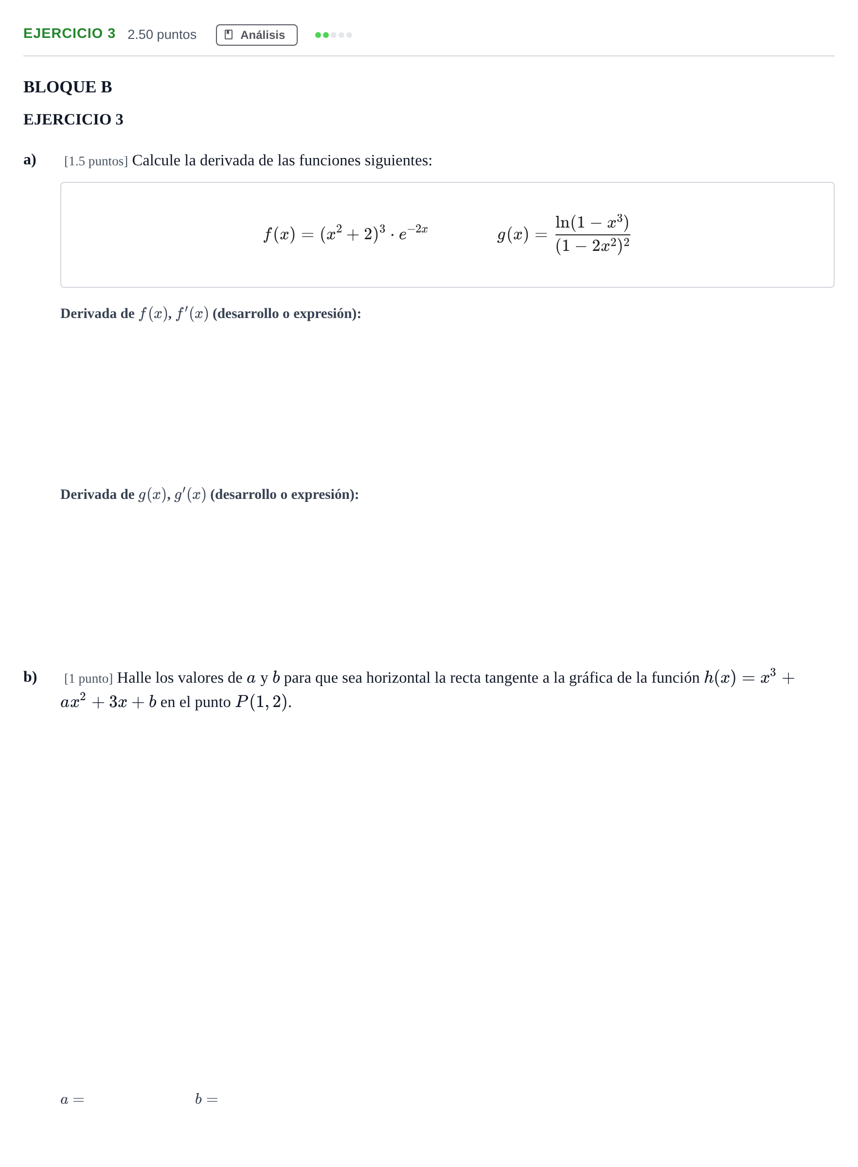 Enunciado: Ejercicio 3 · Matemáticas aplicadas a las Ciencias Sociales II PAU Andalucía Ordinaria Titular 2024
