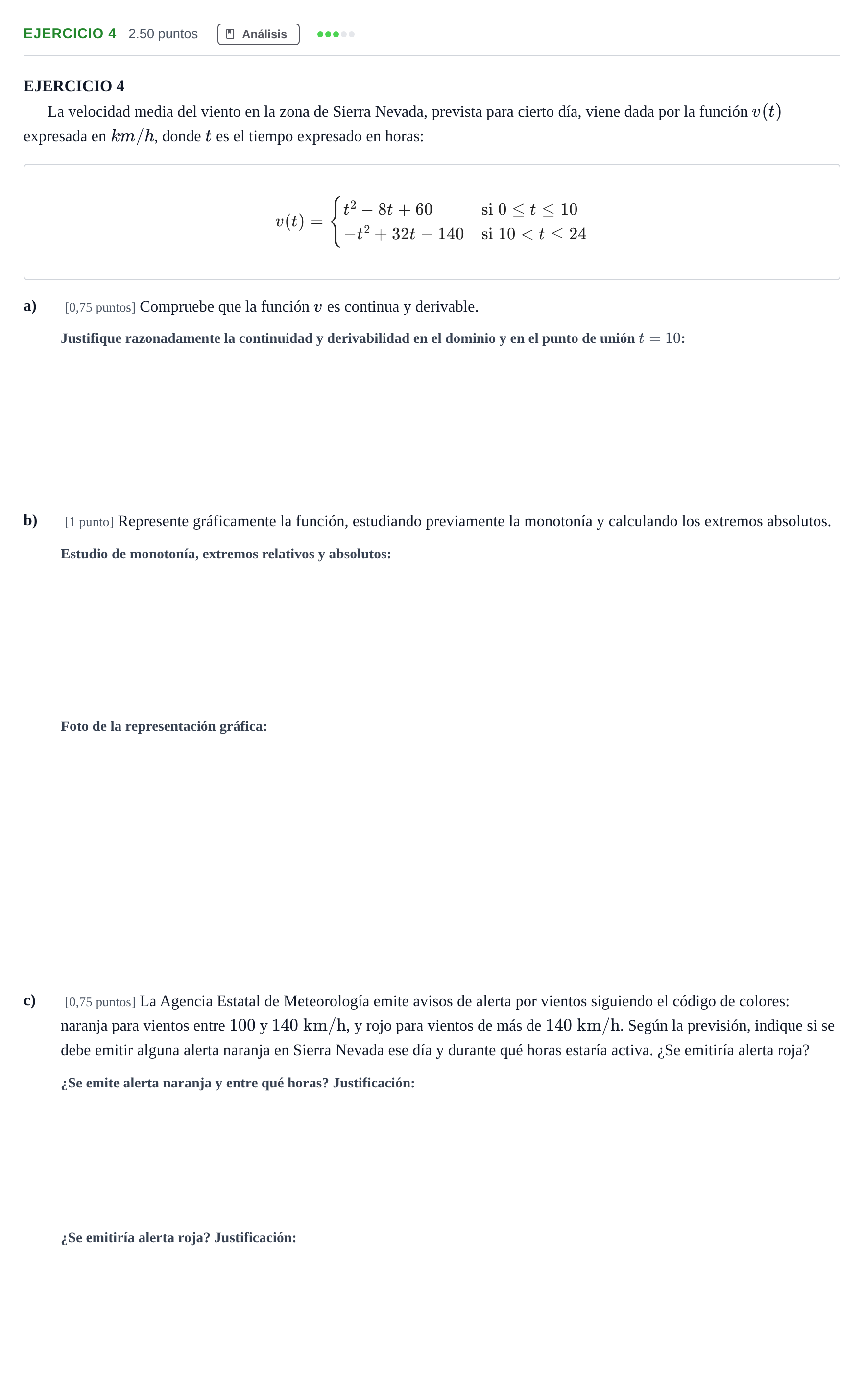 Enunciado: Ejercicio 4 · Matemáticas aplicadas a las Ciencias Sociales II PAU Andalucía Ordinaria Titular 2024