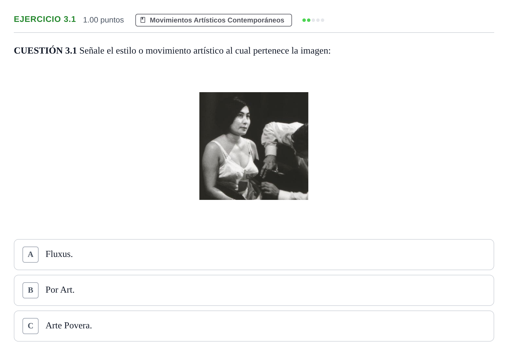 Enunciado: Ejercicio 3.1 · Movimientos Culturales y Artísticos PAU Andalucía Extraordinaria Suplente 2024