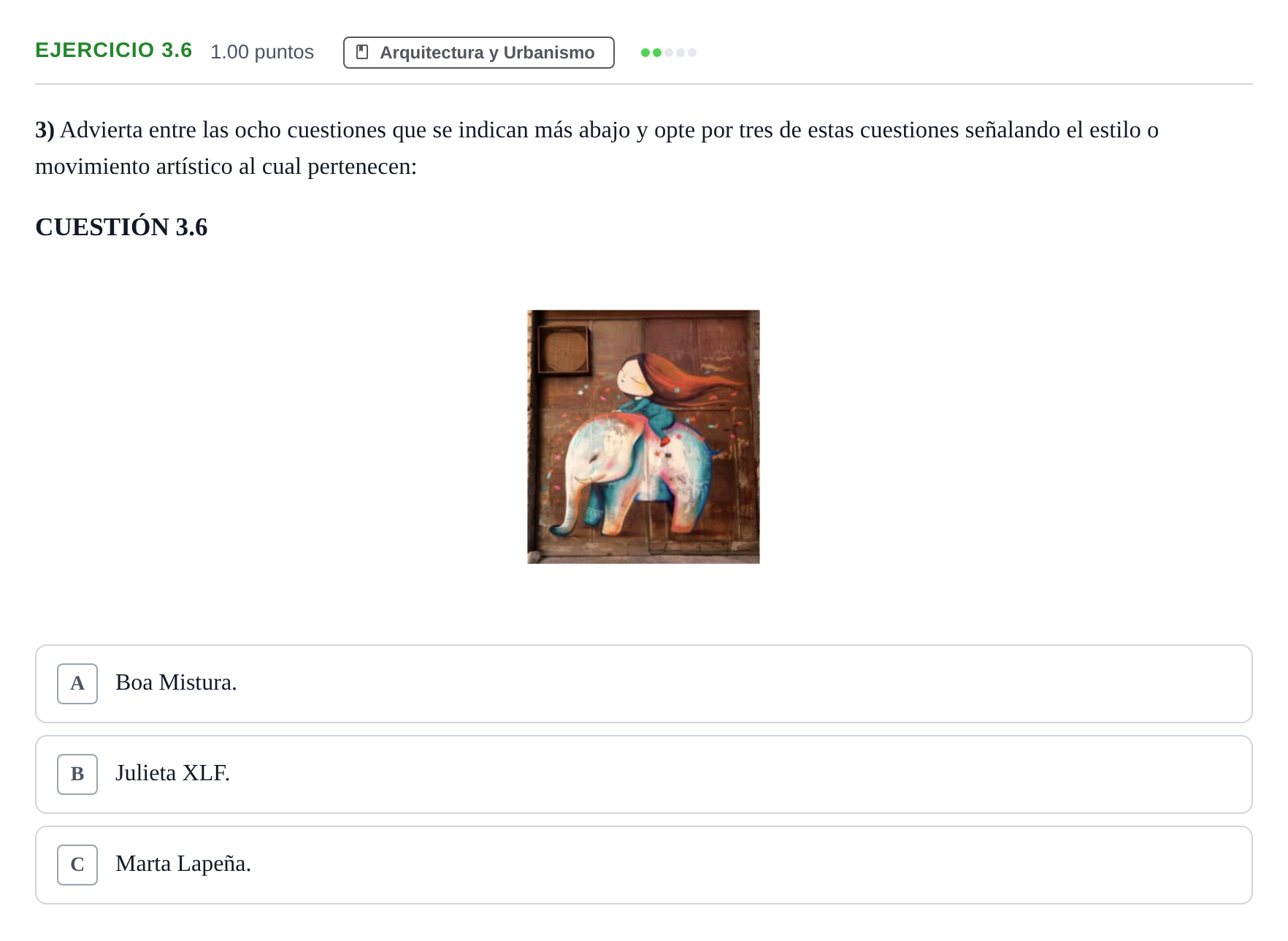 Enunciado: Ejercicio 3.6 · Movimientos Culturales y Artísticos PAU Andalucía Extraordinaria Suplente 2024