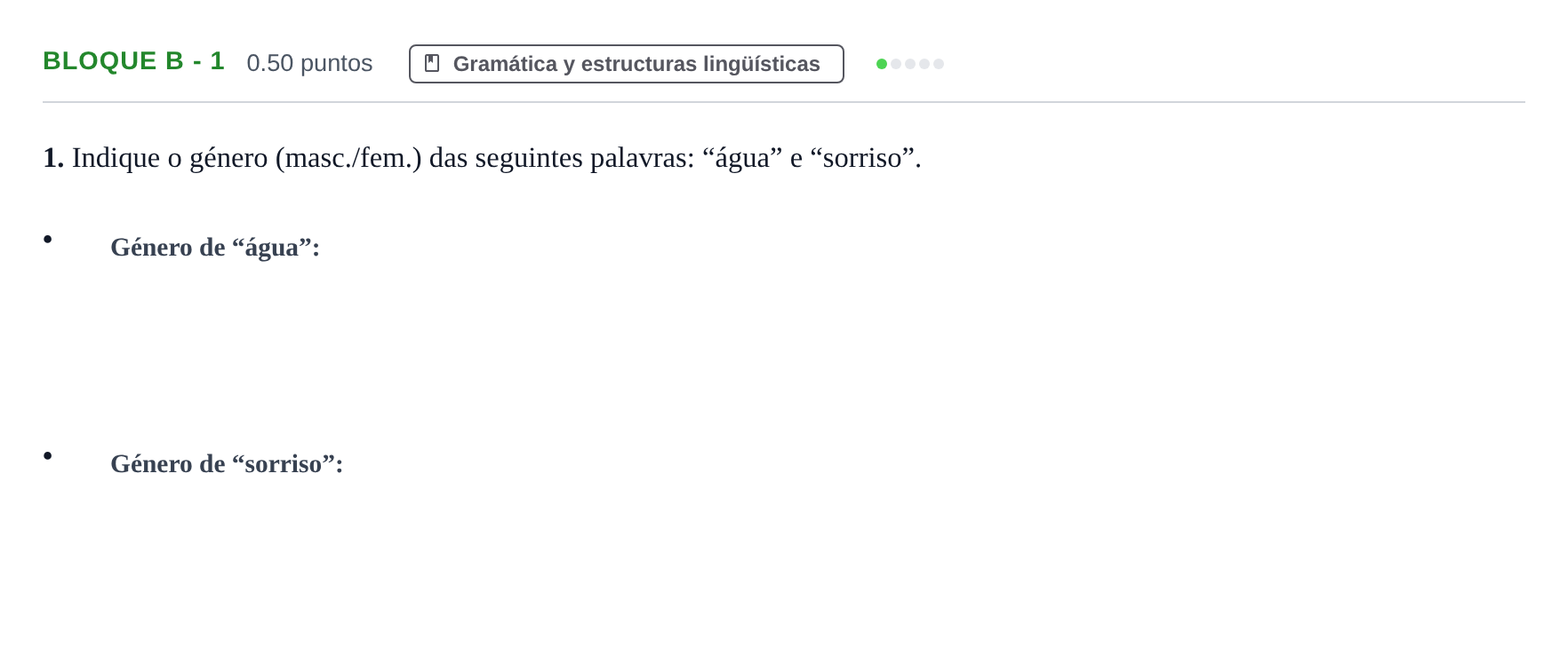 Enunciado: Bloque B - 1 · Portugués PAU Andalucía Extraordinaria Reserva 2024