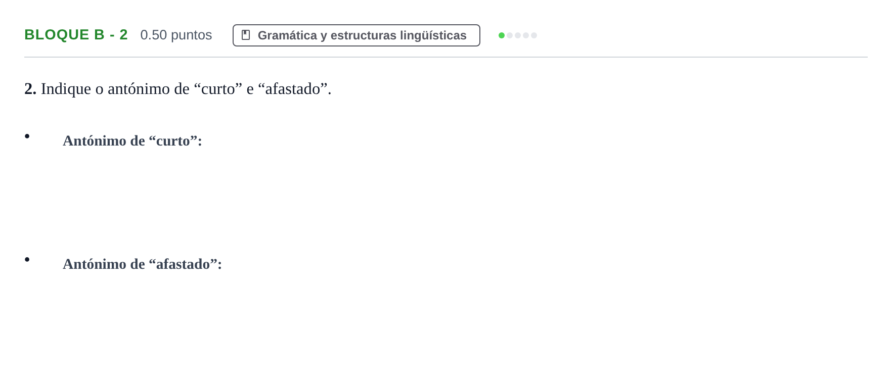 Enunciado: Bloque B - 2 · Portugués PAU Andalucía Extraordinaria Reserva 2024