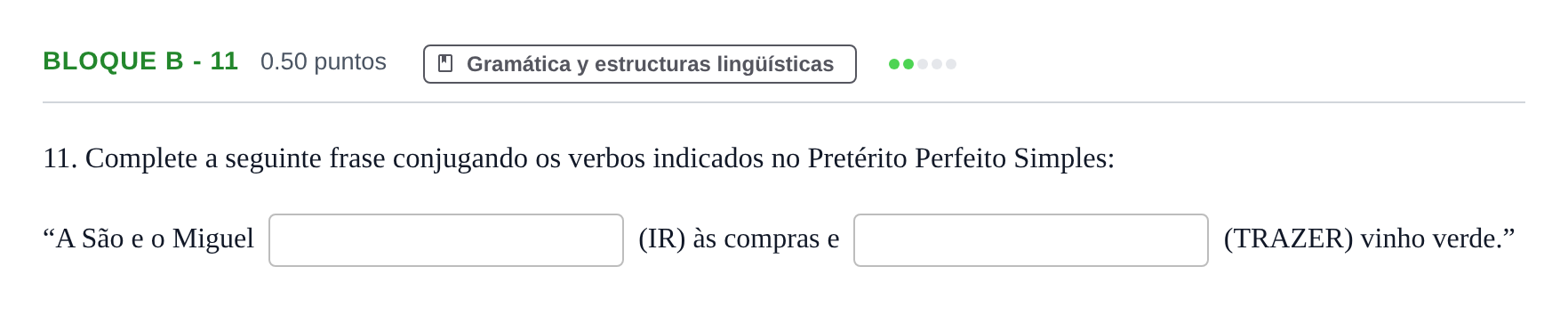 Enunciado: Bloque B - 11 · Portugués PAU Andalucía Extraordinaria Suplente 2024
