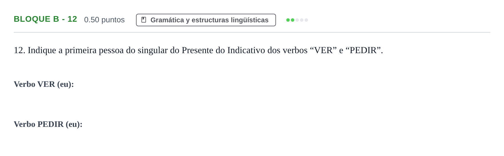 Enunciado: Bloque B - 12 · Portugués PAU Andalucía Extraordinaria Suplente 2024