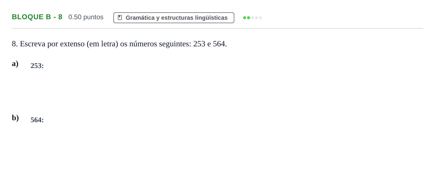 Enunciado: Bloque B - 8 · Portugués PAU Andalucía Extraordinaria Suplente 2024