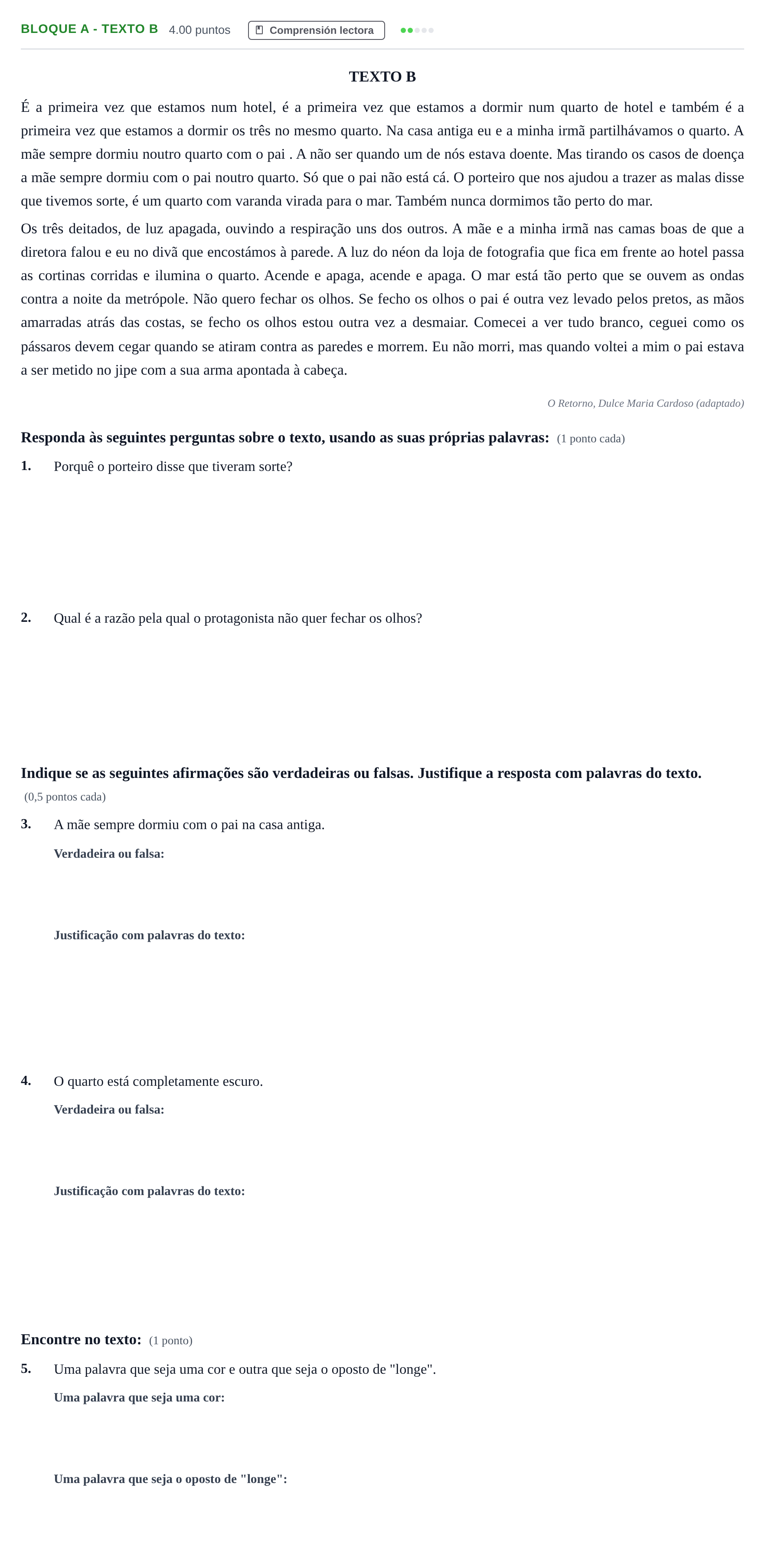 Enunciado: Bloque A - Texto B · Portugués PAU Andalucía Ordinaria Reserva 2024