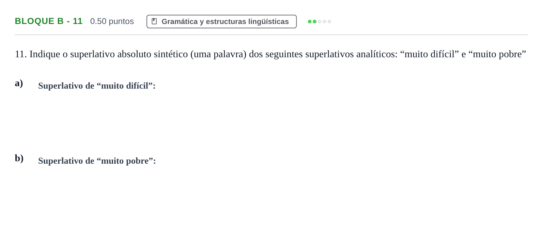 Enunciado: Bloque B - 11 · Portugués PAU Andalucía Ordinaria Reserva 2024