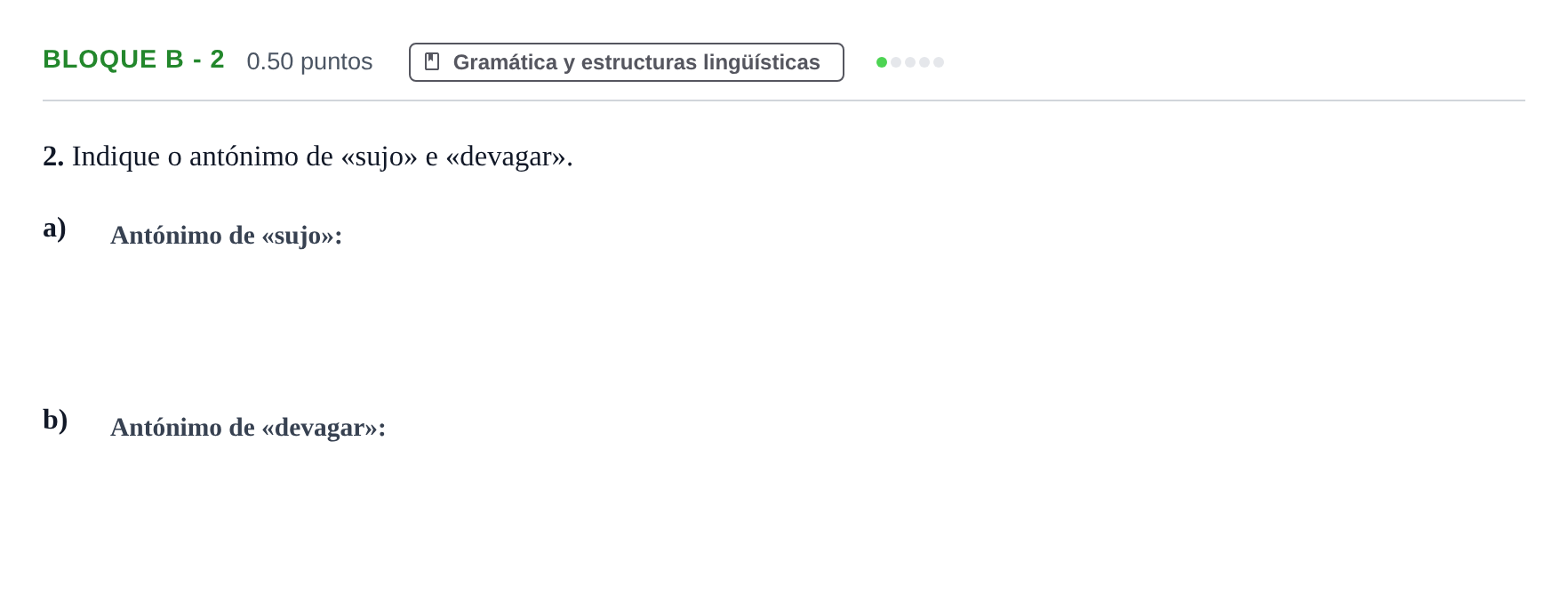 Enunciado: Bloque B - 2 · Portugués PAU Andalucía Ordinaria Reserva 2024