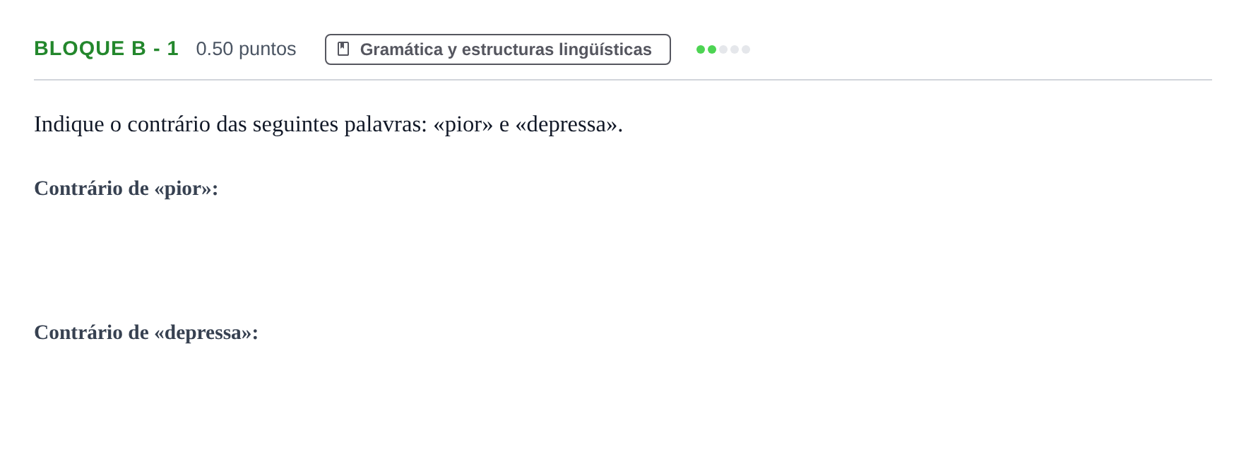 Enunciado: Bloque B - 1 · Portugués PAU Andalucía Extraordinaria Titular (Admisión) 2024