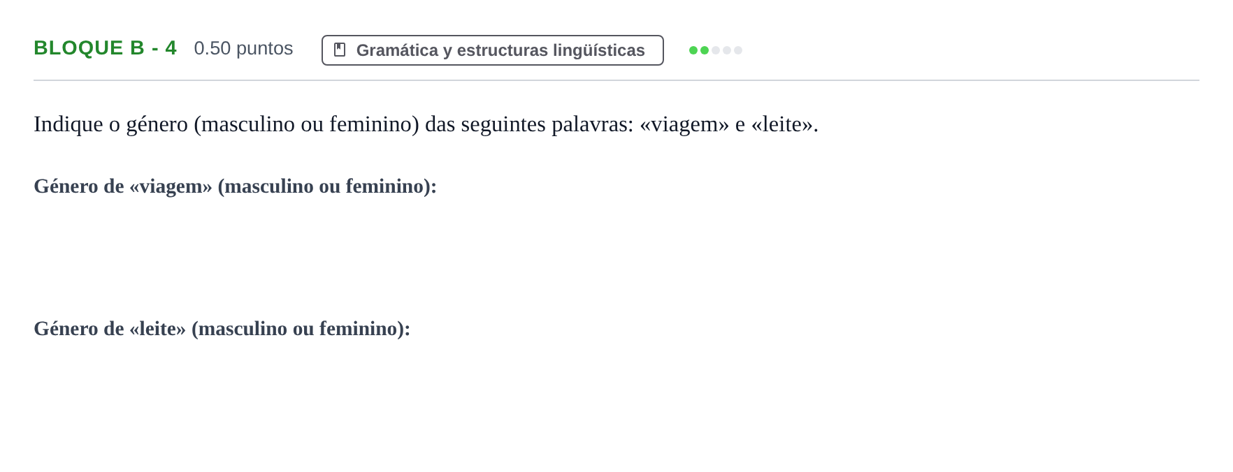 Enunciado: Bloque B - 4 · Portugués PAU Andalucía Extraordinaria Titular (Admisión) 2024