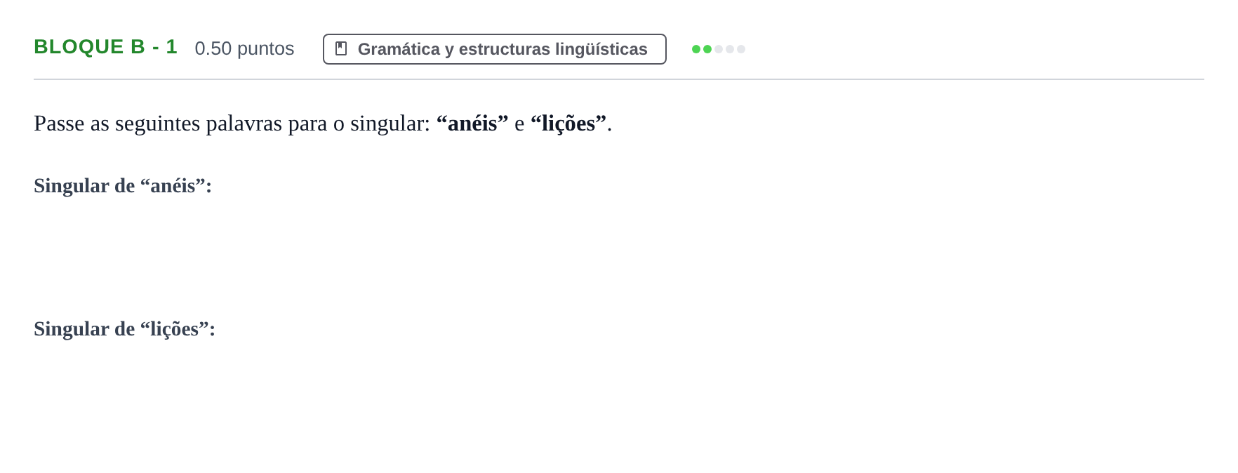 Enunciado: Bloque B - 1 · Portugués PAU Andalucía Ordinaria Titular (Admisión) 2024