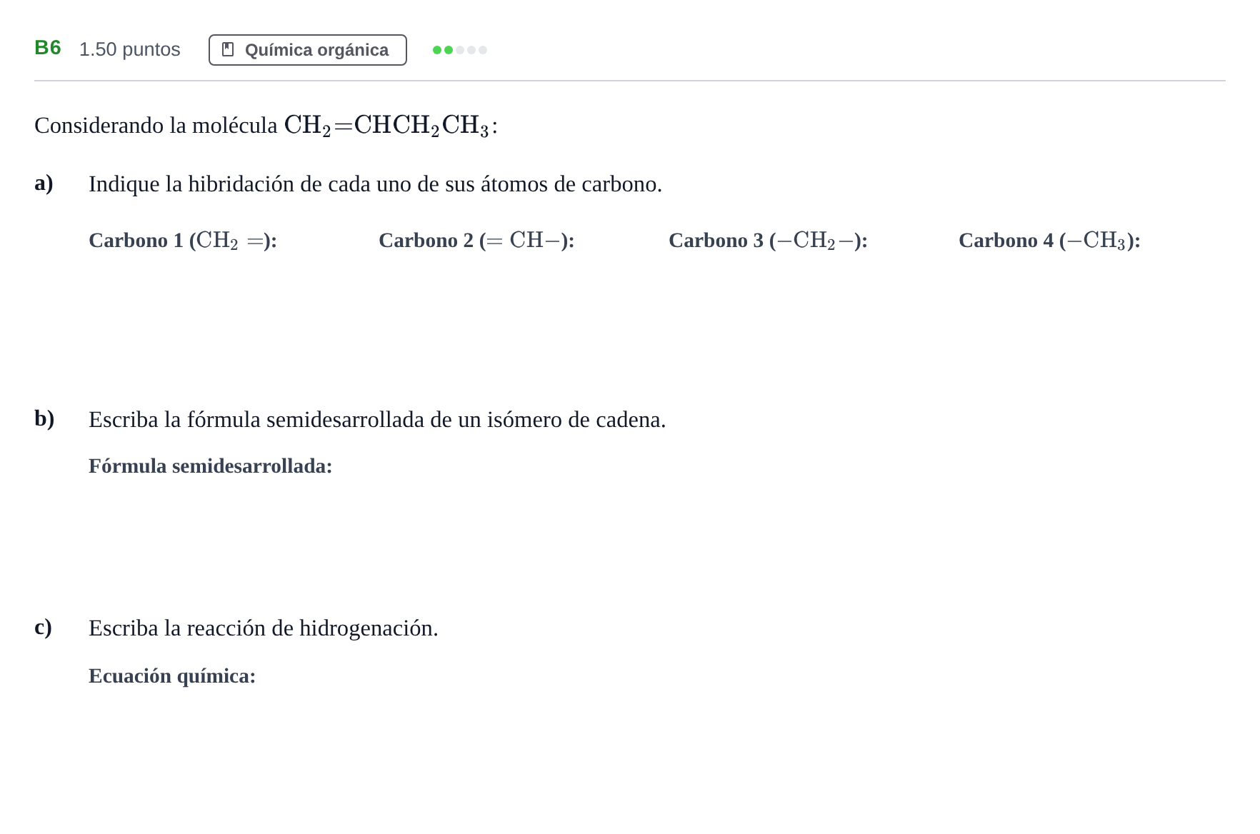 Enunciado: Ejercicio B6 · Química PAU Andalucía Extraordinaria Reserva 2024