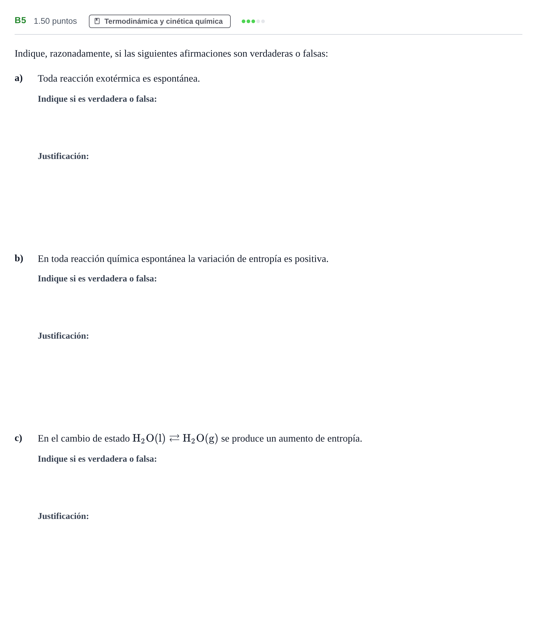Enunciado: Ejercicio B5 · Química PAU Andalucía Extraordinaria Titular 2024