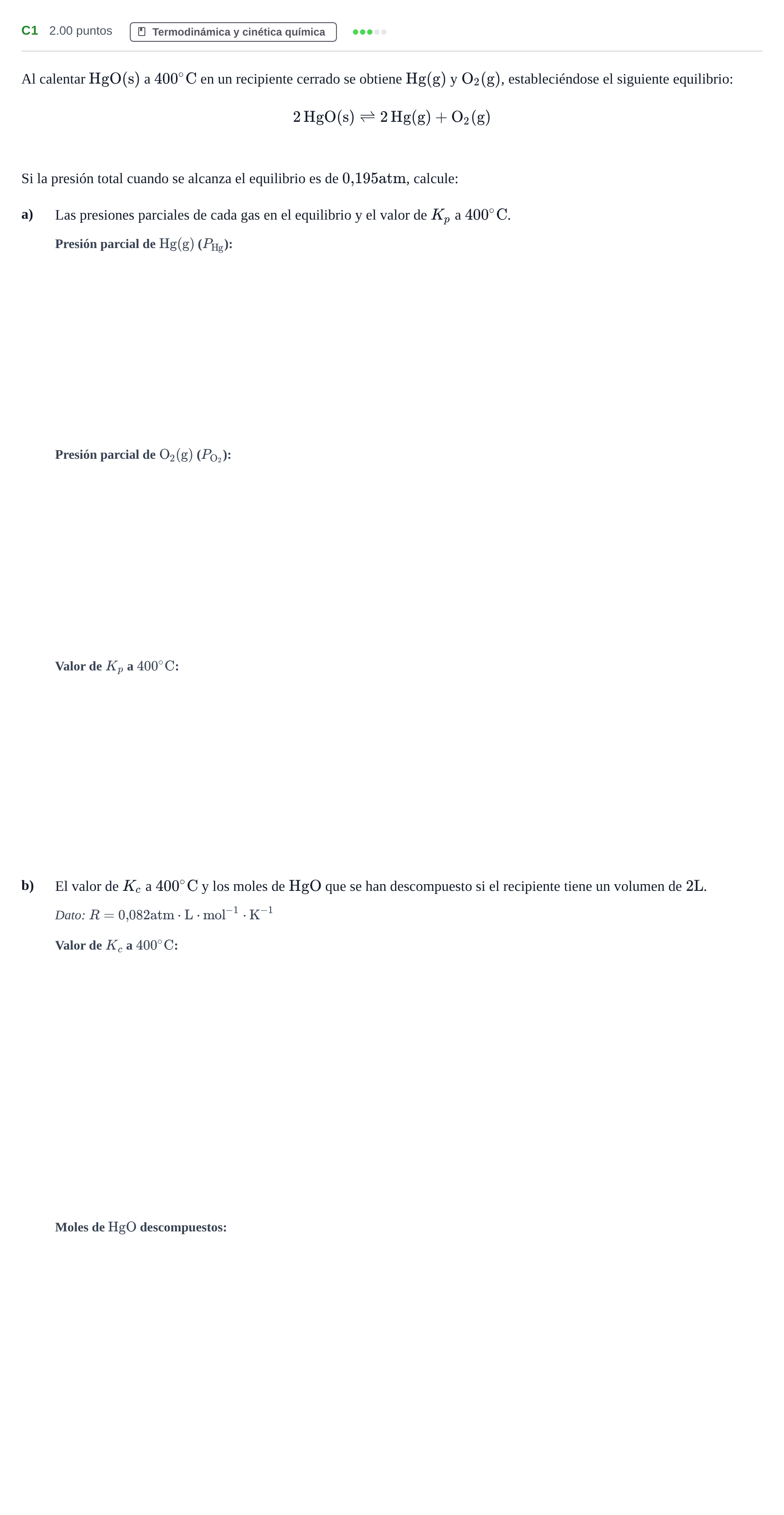 Enunciado: Ejercicio C1 · Química PAU Andalucía Ordinaria Reserva 2024