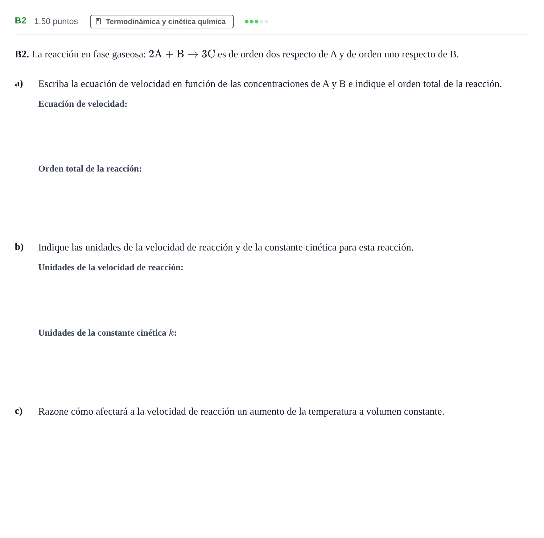 Enunciado: Ejercicio B2 · Química PAU Andalucía Ordinaria Suplente 2024