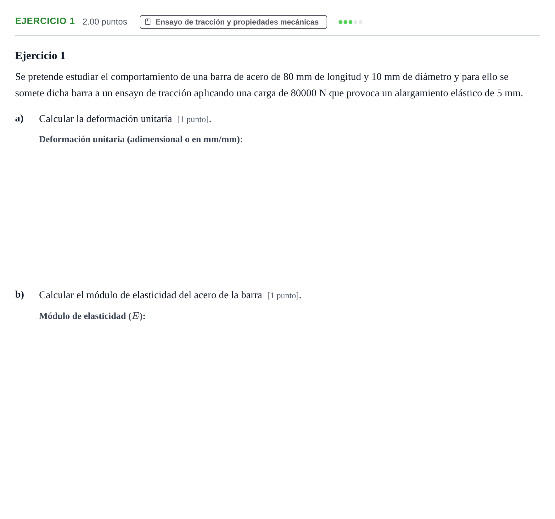 Enunciado: Ejercicio 1 - Ensayo de tracción · Tecnología e Ingeniería II PAU Andalucía Extraordinaria Reserva 2024