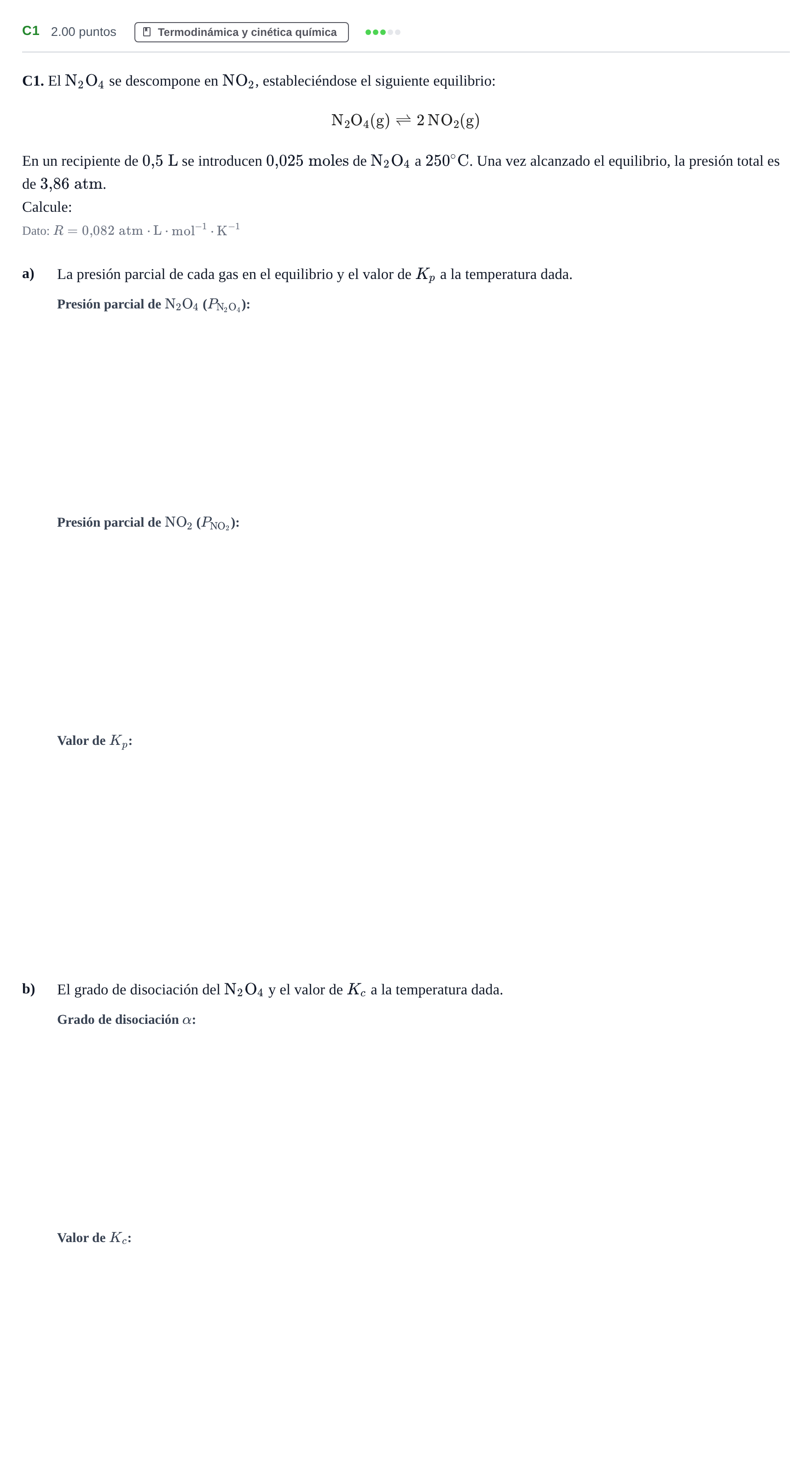 Enunciado: Ejercicio C1 · Química PAU Andalucía Ordinaria Titular 2024