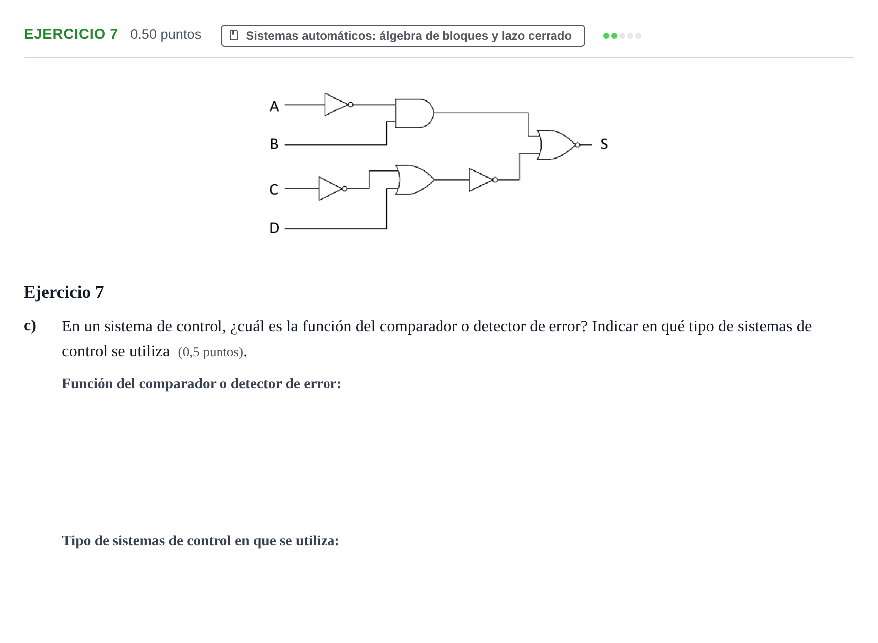 Enunciado: Ejercicio 7 - Sistemas automáticos · Tecnología e Ingeniería II PAU Andalucía Extraordinaria Suplente 2024