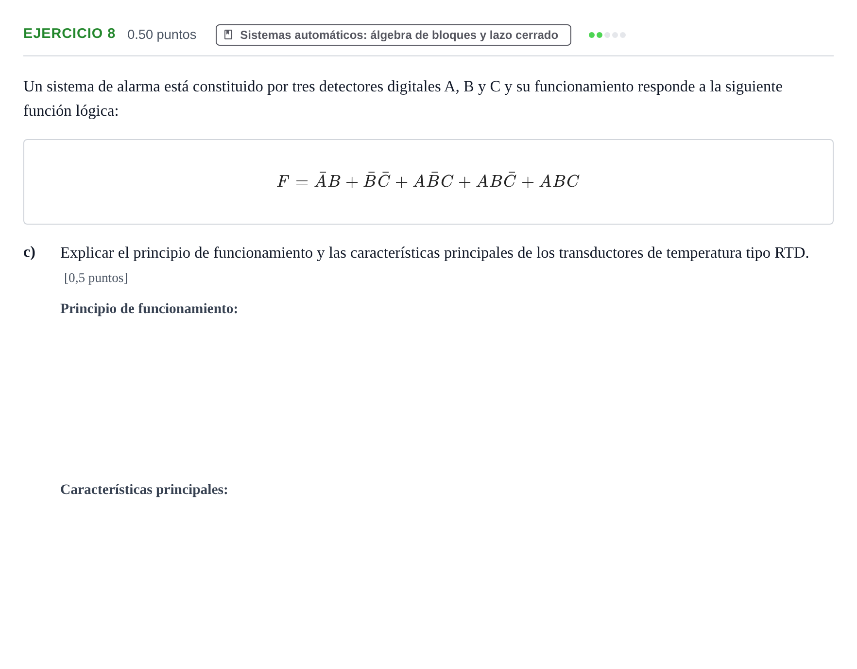Enunciado: Ejercicio 8 - Sistemas automáticos: álgebra de bl… · Tecnología e Ingeniería II PAU Andalucía Extraordinaria Titular 2024